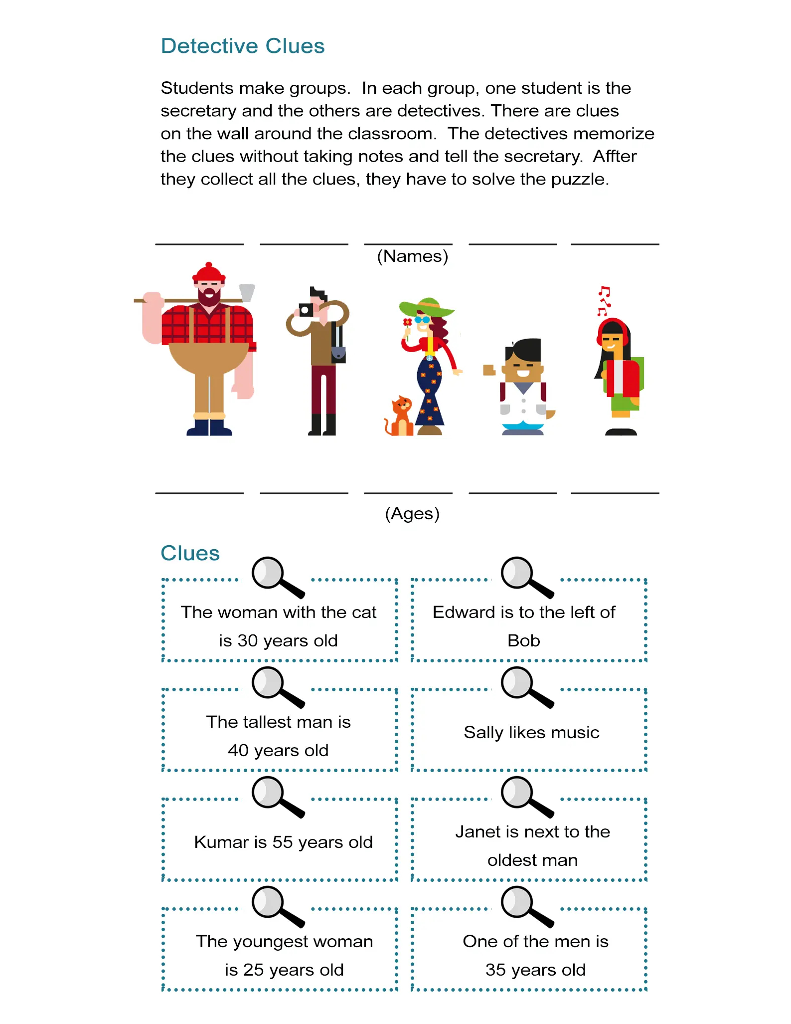 Detective Clues: Solve The Mystery In The Puzzle Worksheet - All Esl intended for Free Printable Detective Games