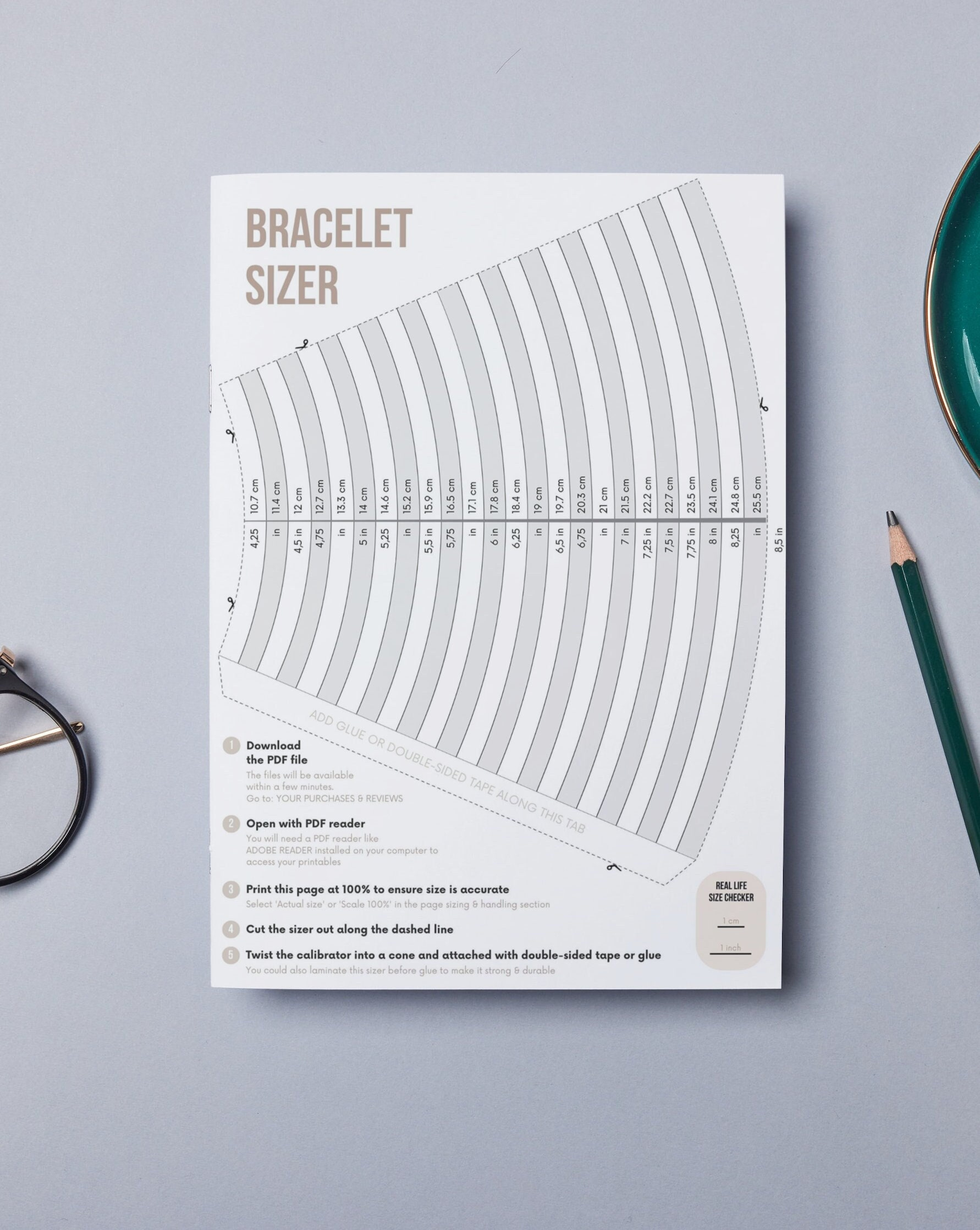 Digital Download | Printable Bracelet Sizer | Adjustable Wrist throughout Free Printable Bracelet Sizer