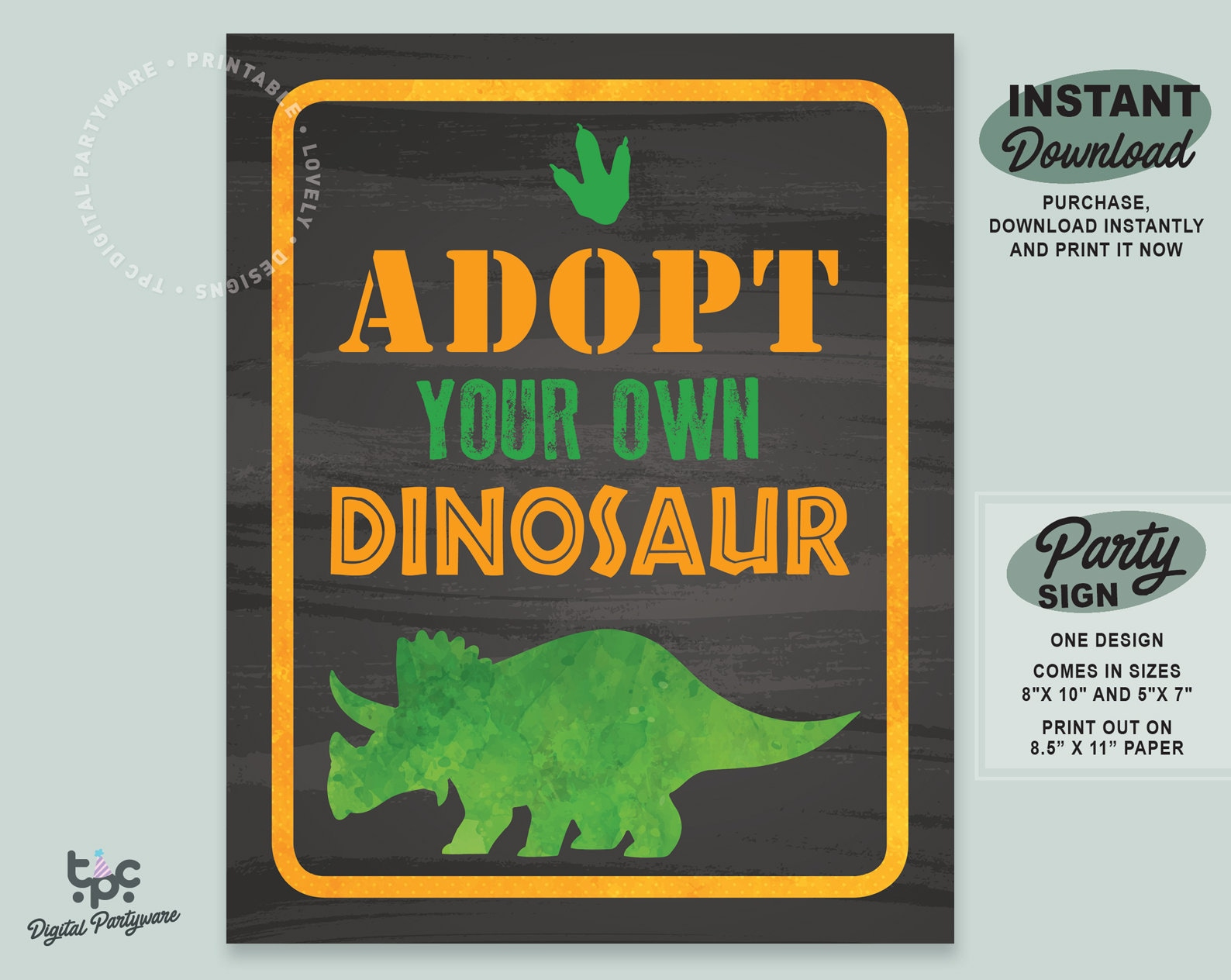 Dinosaur Party Sign | Printable Adopt A Dinosaur Sign | Jurassic pertaining to Adopt A Dinosaur Sign Free Printable
