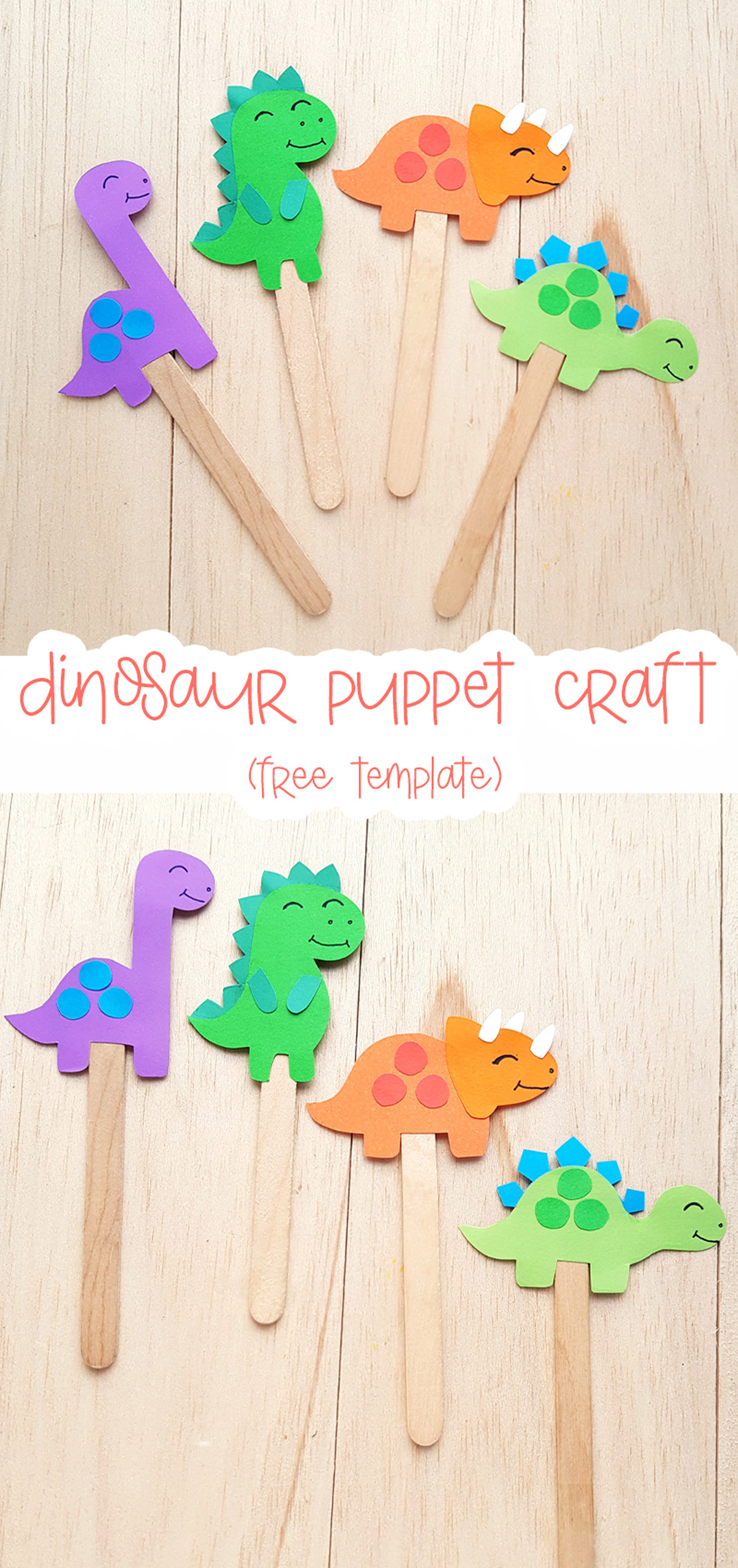 Dinosaur Puppet Craft (Free Template) * Moms And Crafters in Free Printable Stick Puppet Patterns