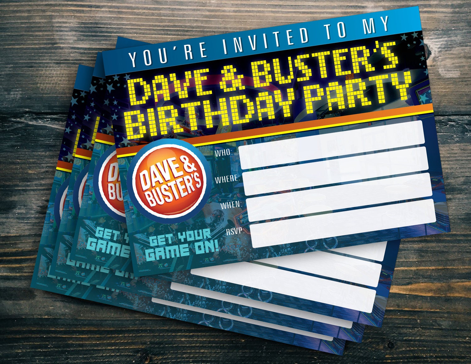 Diy Pixel Fill-In 5 X 7 Dave &amp;amp; Busters Party Invites - Edit in Dave And Busters Free Printable Invitations