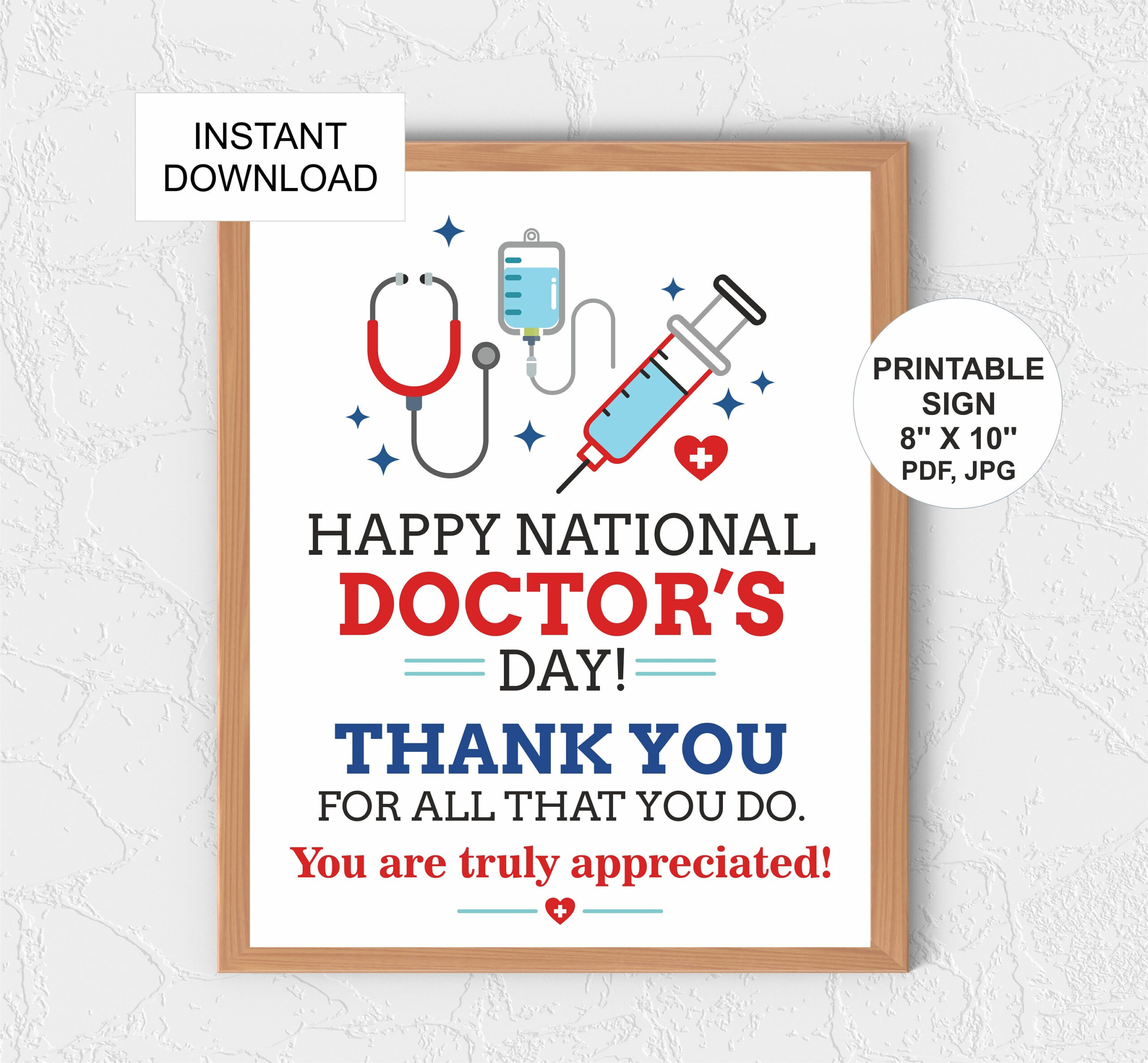 Doctor&amp;#039;S Day Sign Printable / Doctor Thank You Sign / Doctor&amp;#039;S Day with National Doctors Day Free Printable Cards