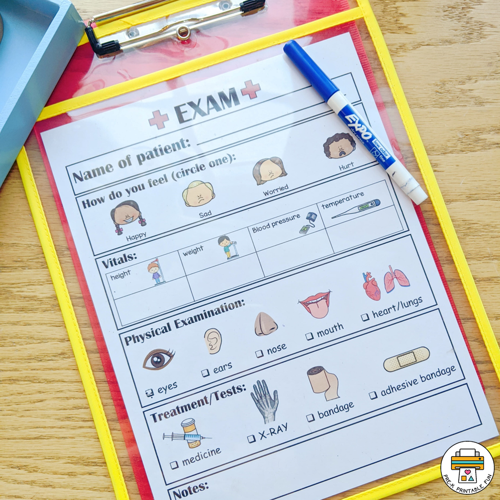 Doctor&amp;#039;S Office Dramatic Play Pack inside Free Doctor Dramatic Play Printables