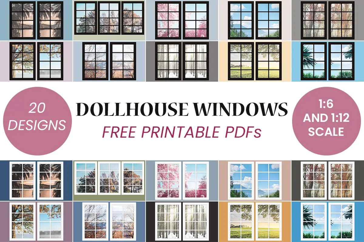 Dollhouse Windows Printable - 20 Free Designs - Suni Doll inside Free 1 12 Scale Printables