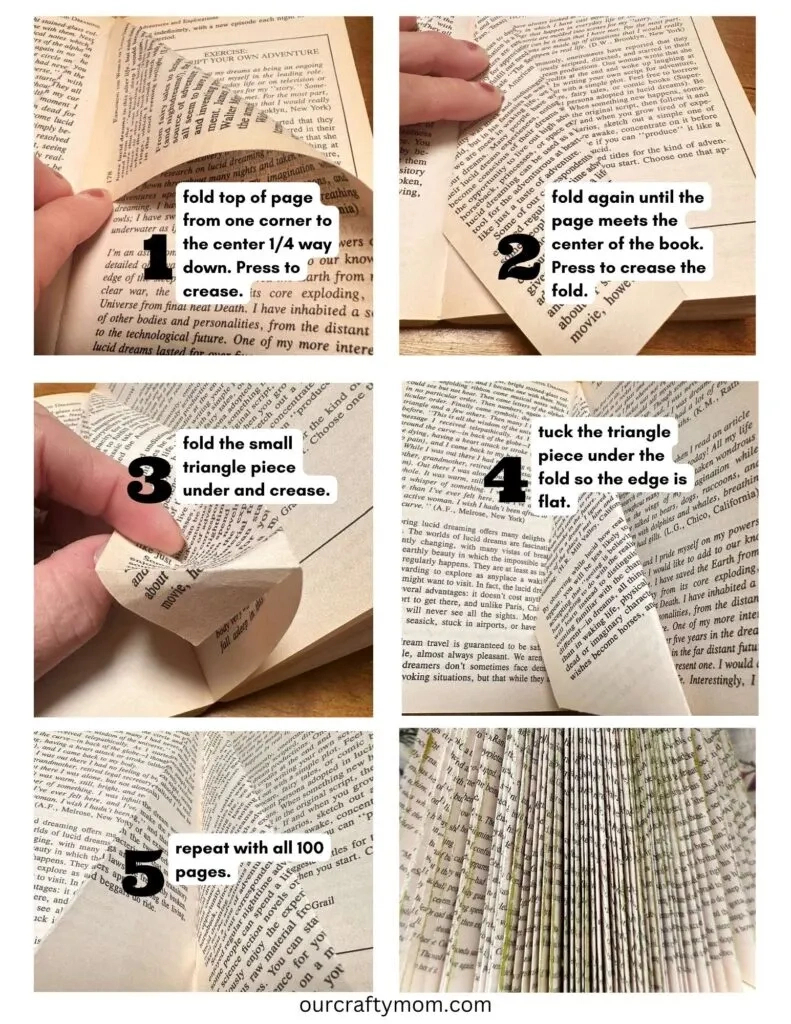 Easy Tutorial For Gorgeous Christmas Tree Folded Book Art inside Free Book Folding Templates