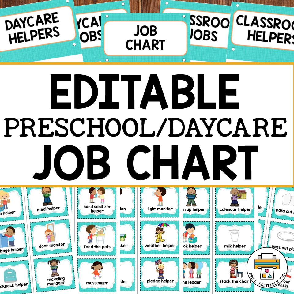 Editable Preschool Job Chart within Free Preschool Job Chart Printables