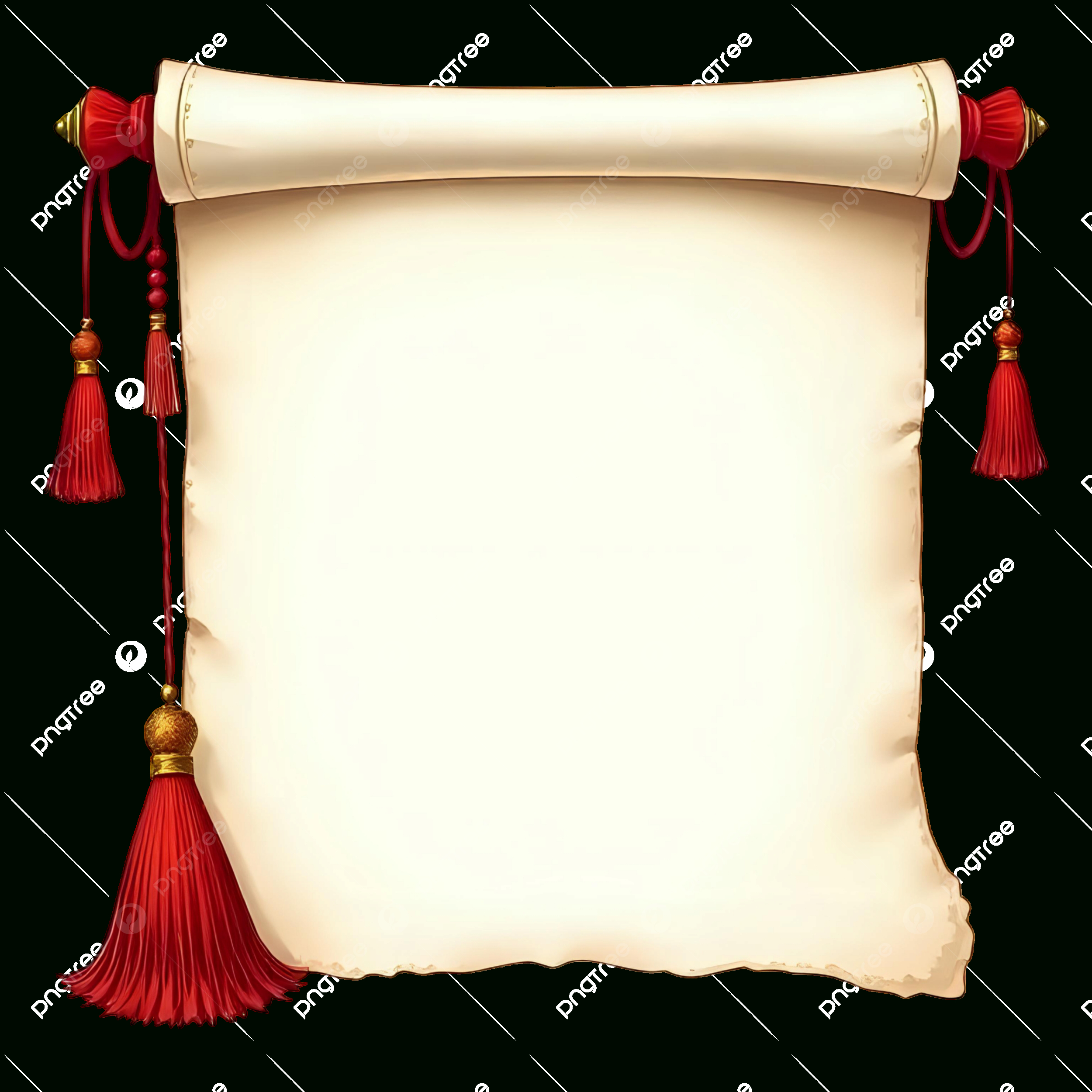 Elegant Scroll With Red Tassels, Scroll, Red Tassels, Blank Scroll for Free Blank Scroll Template