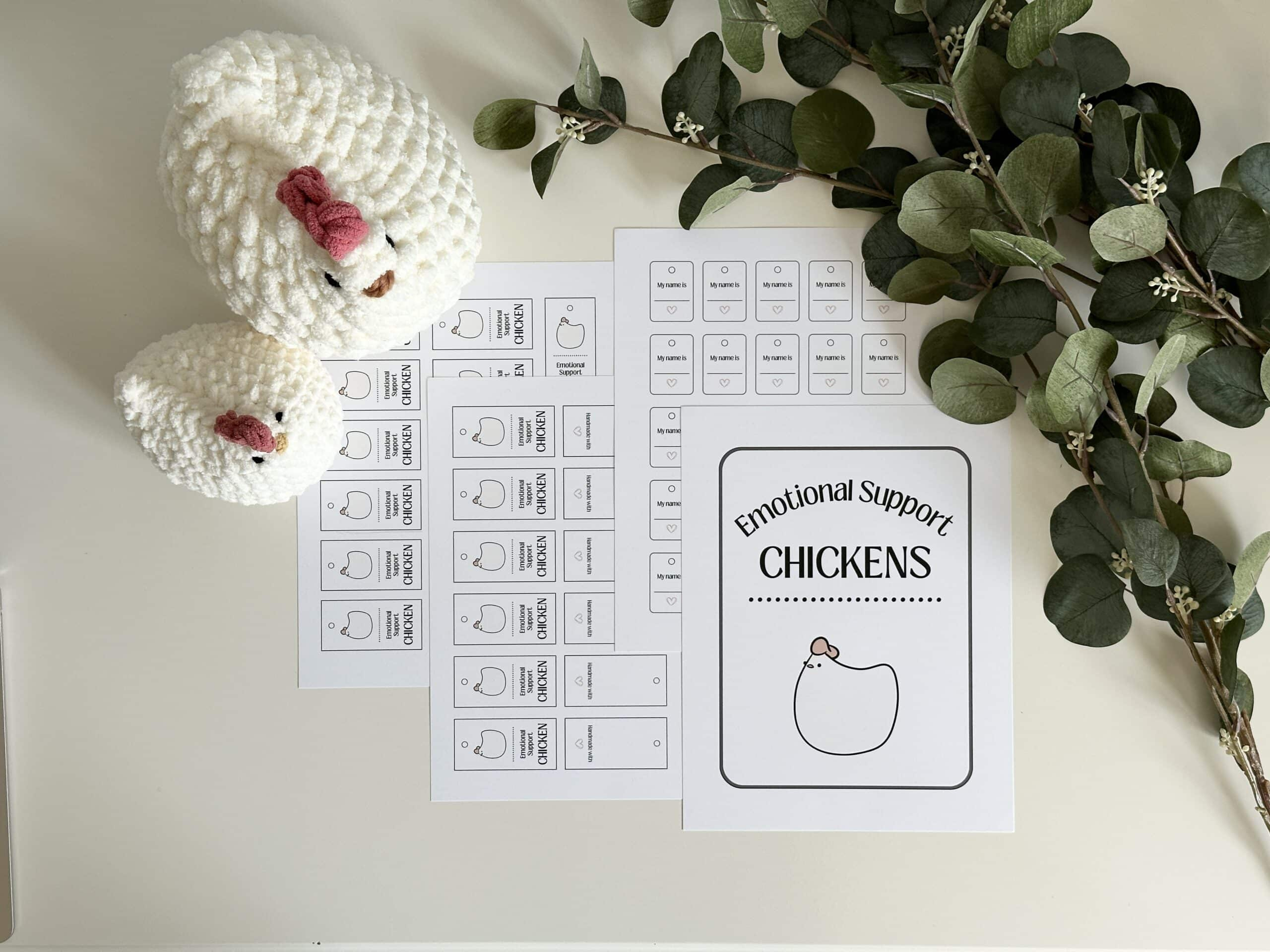 Emotional Support Mabel Chicken™ Kit Printable Pdf (English And regarding Simple Emotional Support Chicken Pattern Free Printable