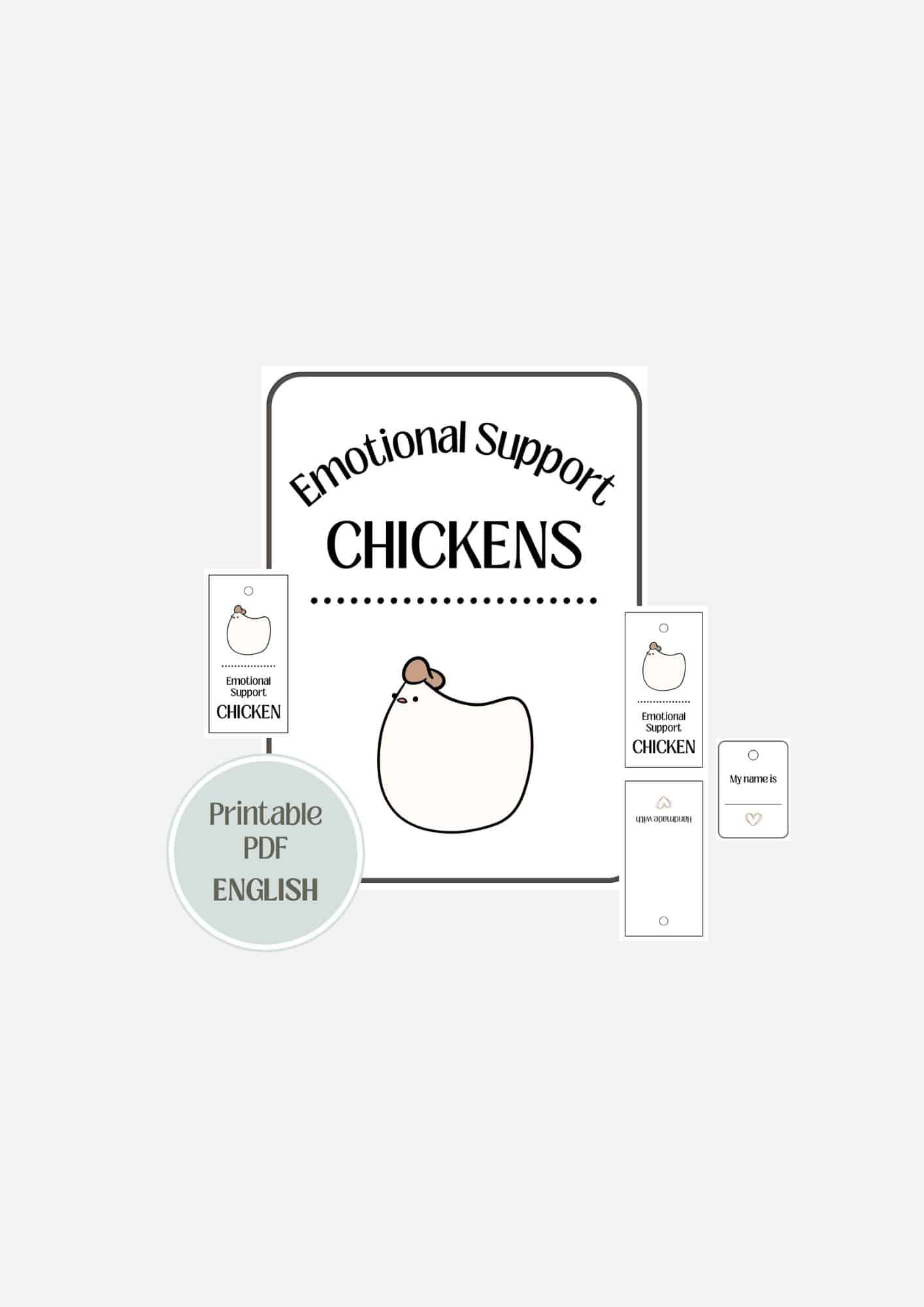Emotional Support Mabel Chicken™ Kit Printable Pdf (English And with regard to Simple Emotional Support Chicken Pattern Free Printable