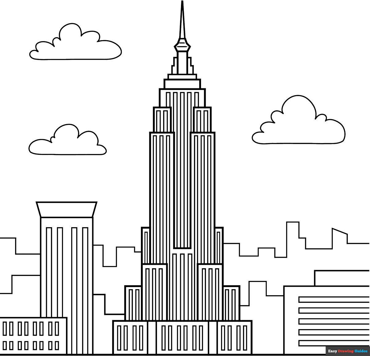 Empire State Building Coloring Page | Easy Drawing Guides for Free Printable City Buildings