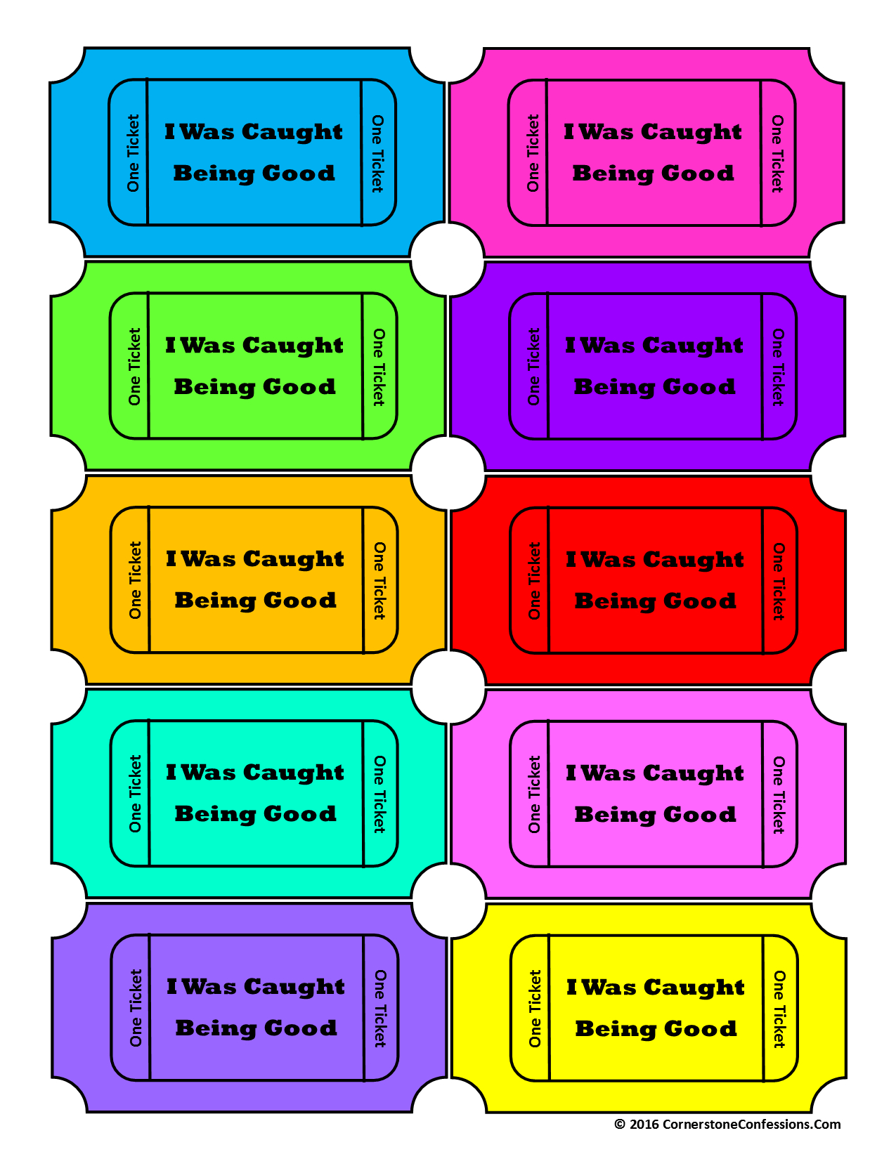 Encourage Positive Behavior With Tickets throughout Free Caught Being Good Printables