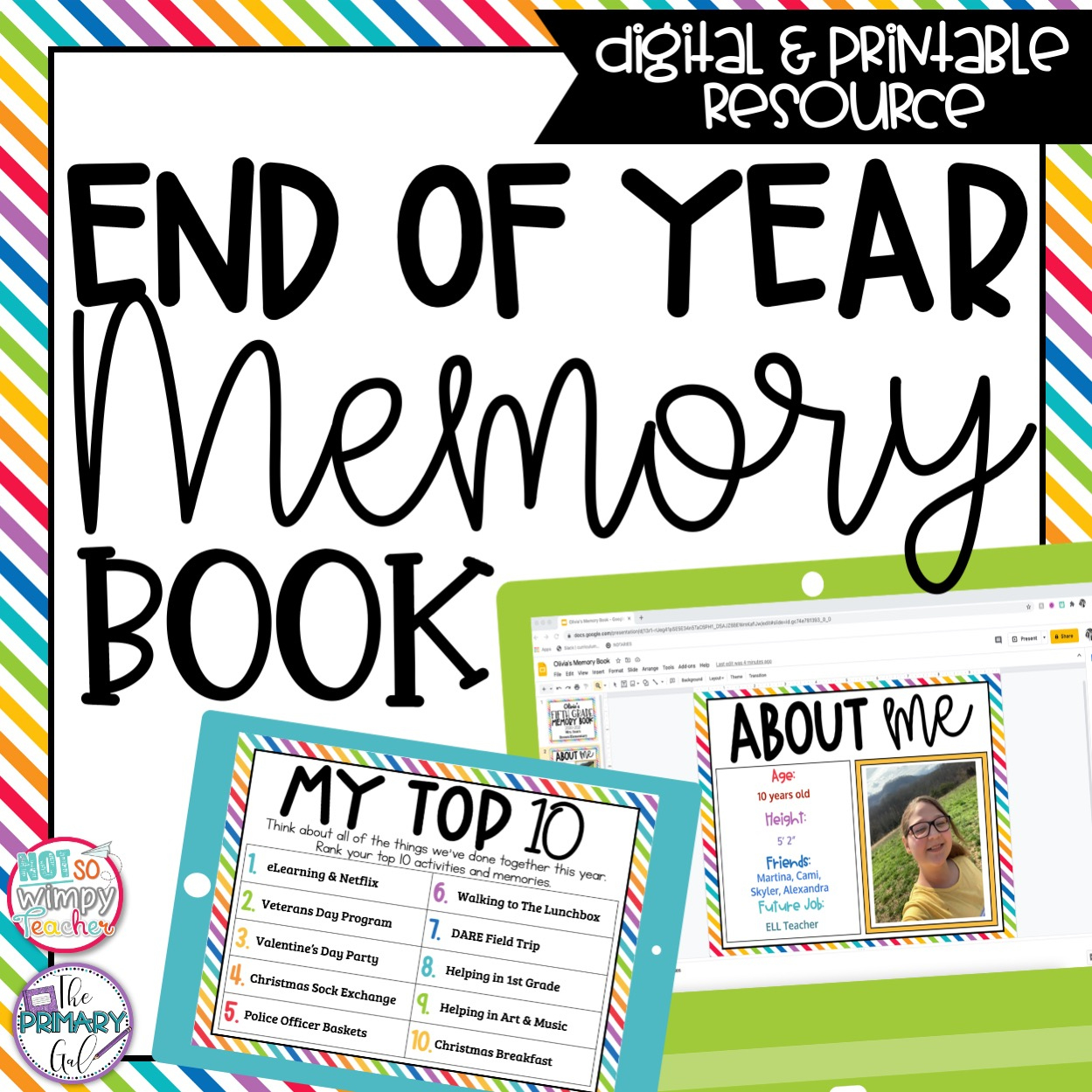 End Of Year Memory Book – Digital And Printable - Not So Wimpy Teacher pertaining to Free End of Year Memory Book Printables