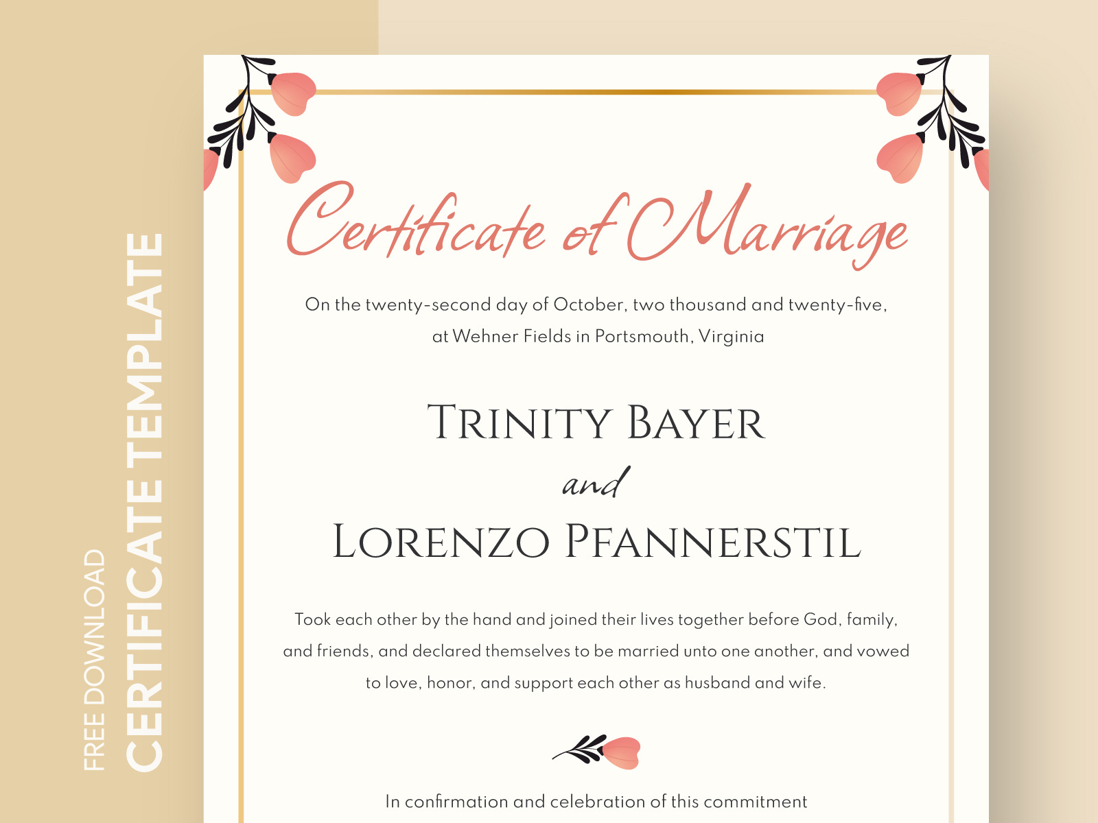 Fake Marriage Certificate Free Google Docs Templategdoc On intended for Free Fake Marriage Certificate Template