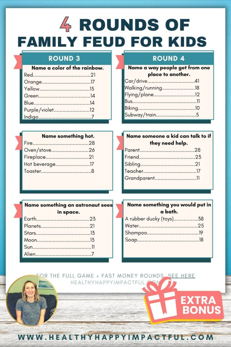 Family Feud Questions And Answers For Kids. Free Printable. inside Free Printable Family Feud Questions