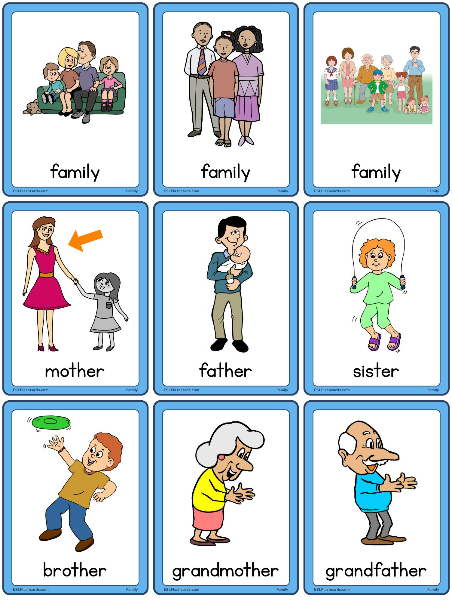 Family Flashcards – Esl Flashcards inside Free Printable Family Members Flashcards