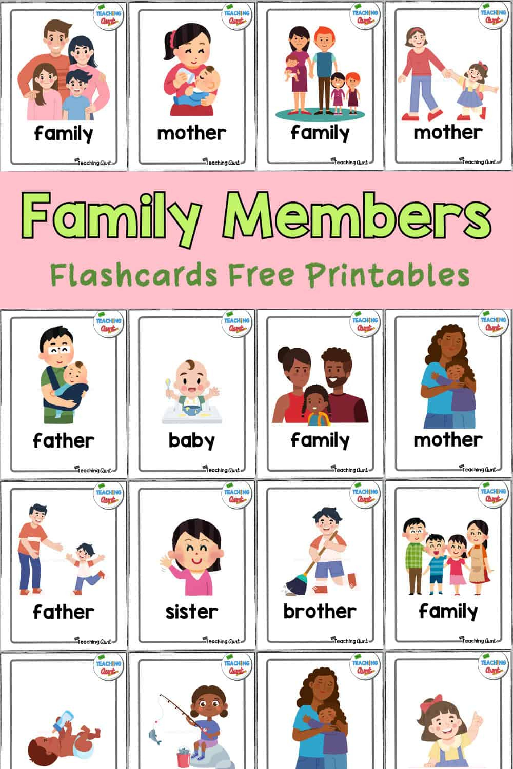 Family Flashcards - The Teaching Aunt pertaining to Free Printable Family Members Flashcards