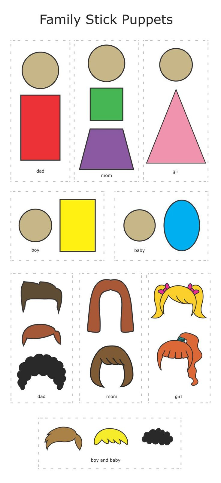 Family Puppets - 10 Free Pdf Printables | Printablee inside Free Printable Stick Puppet Patterns