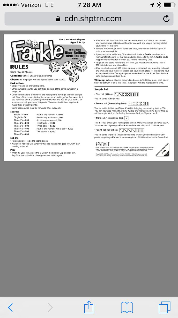 Farkle Rules inside Farkle Rules Printable Free