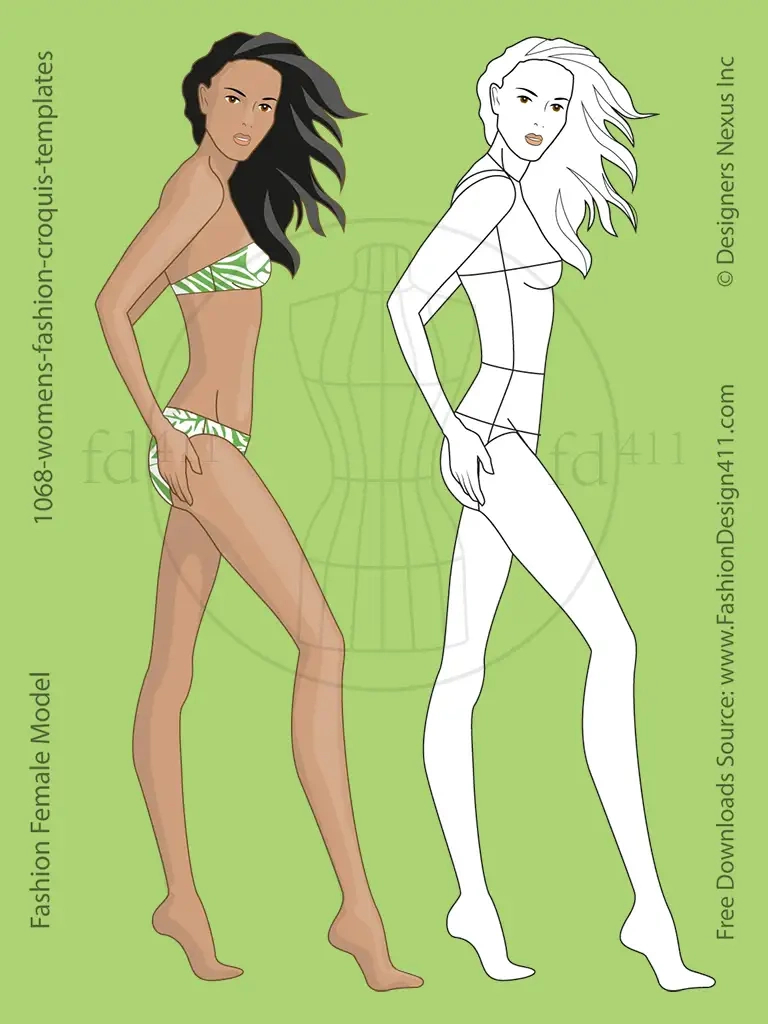 Female Fashion Croqui Templates throughout Free Printable Fashion Model Templates