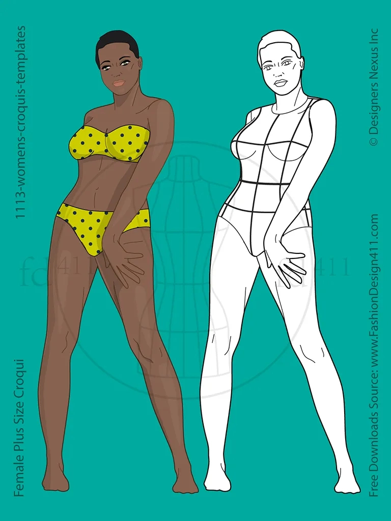 Female Fashion Croqui Templates with Free Printable Fashion Model Templates