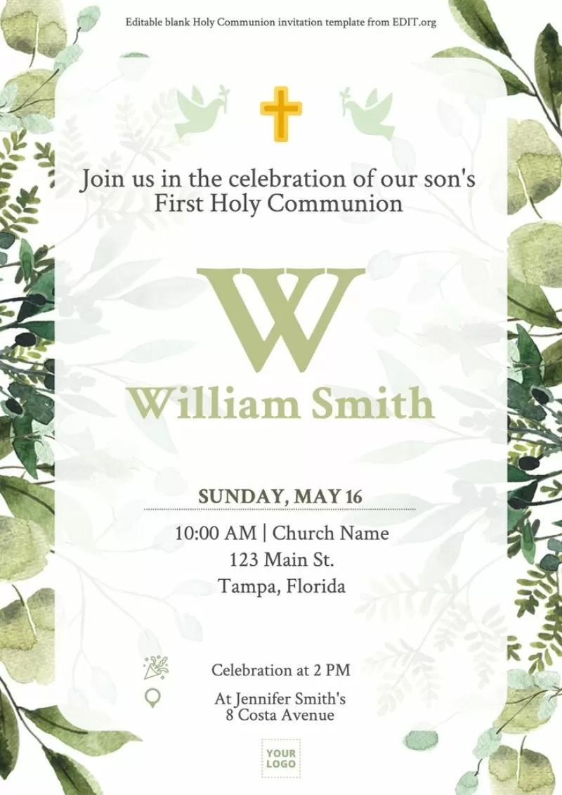 First Communion Invitation Templates with Free Printable Communion Cards