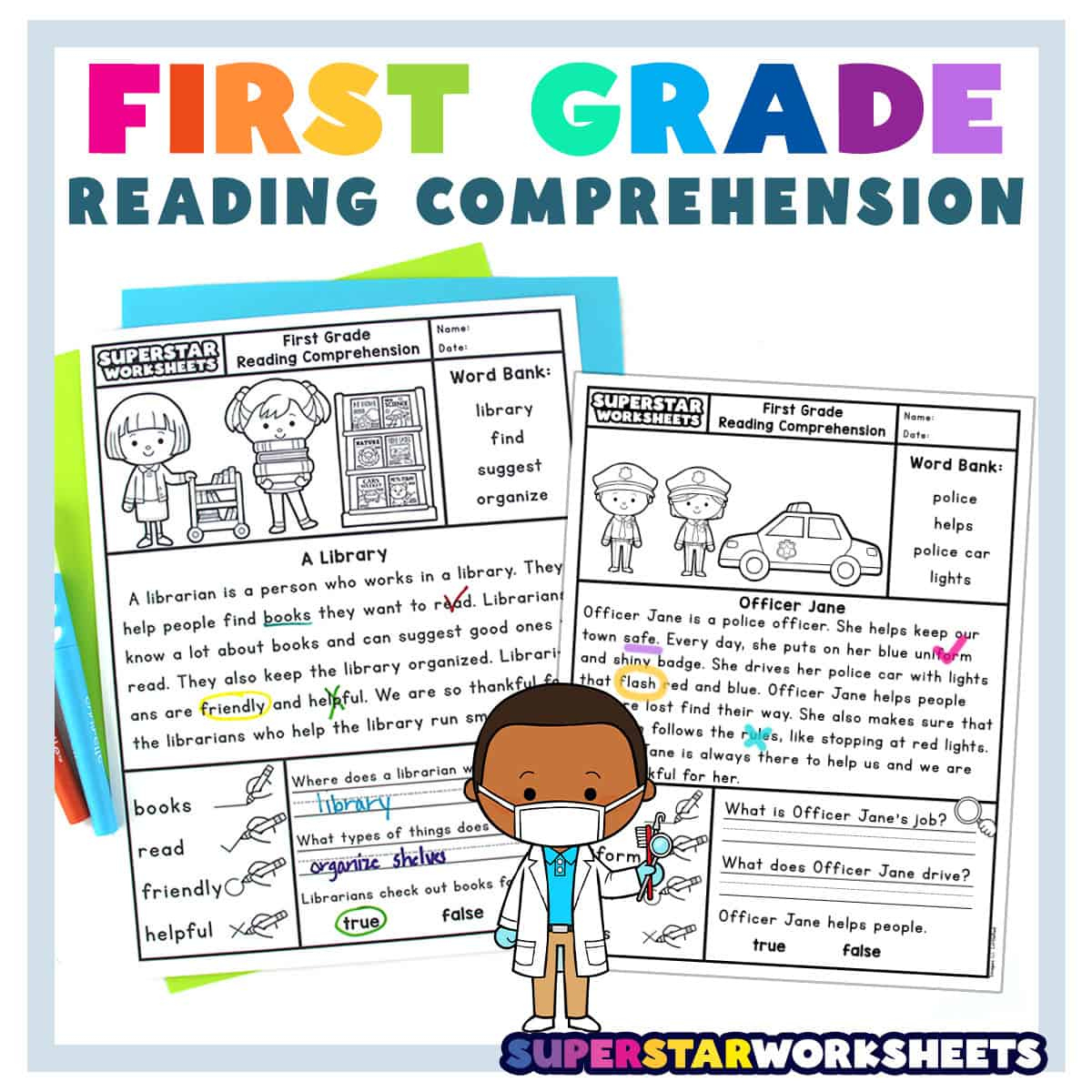 First Grade Reading Comprehension - Superstar Worksheets for Free Printable Level G Books