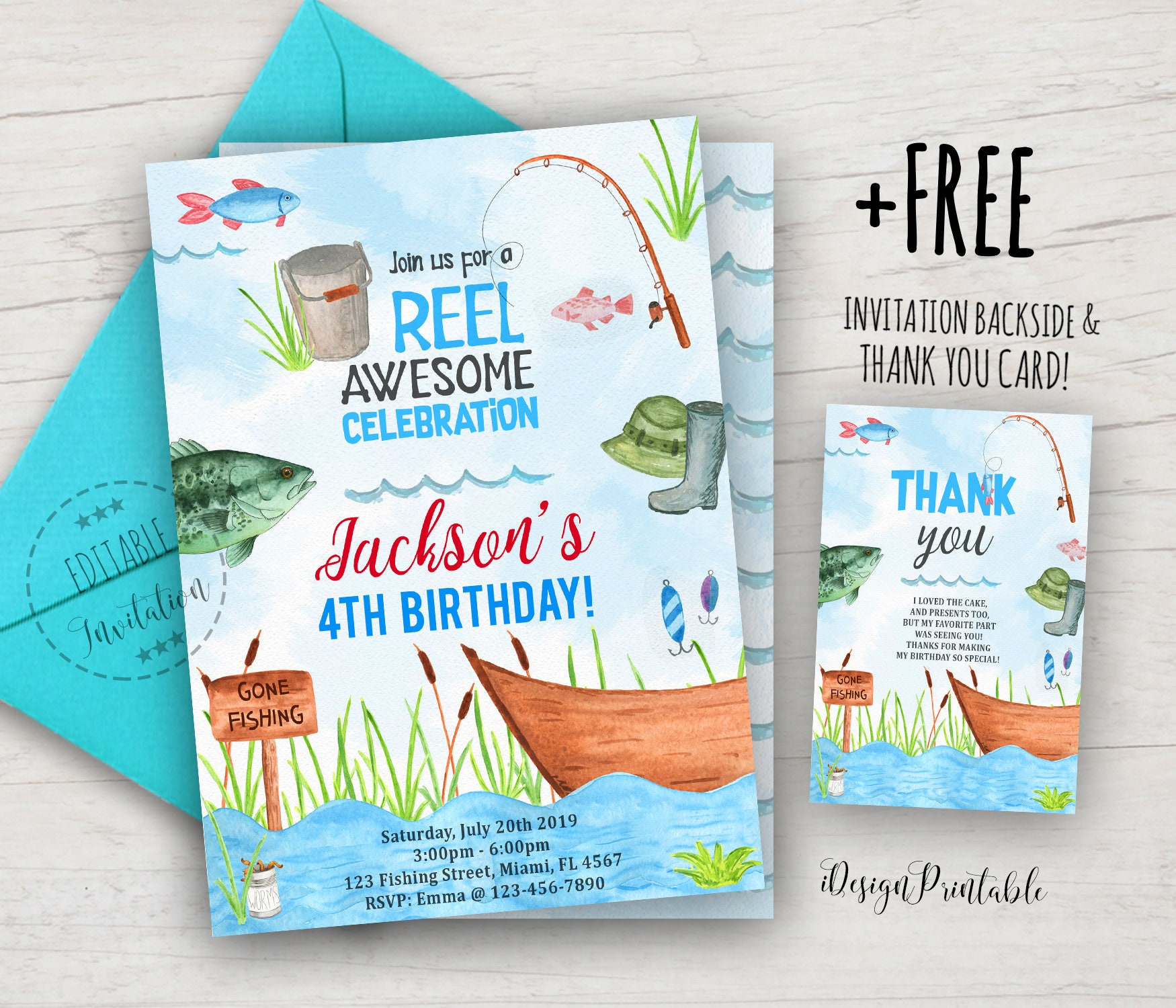 Fishing Invitation, Fishing Birthday Invitation Printable, Gone within Free Printable Fishing Birthday Invitations