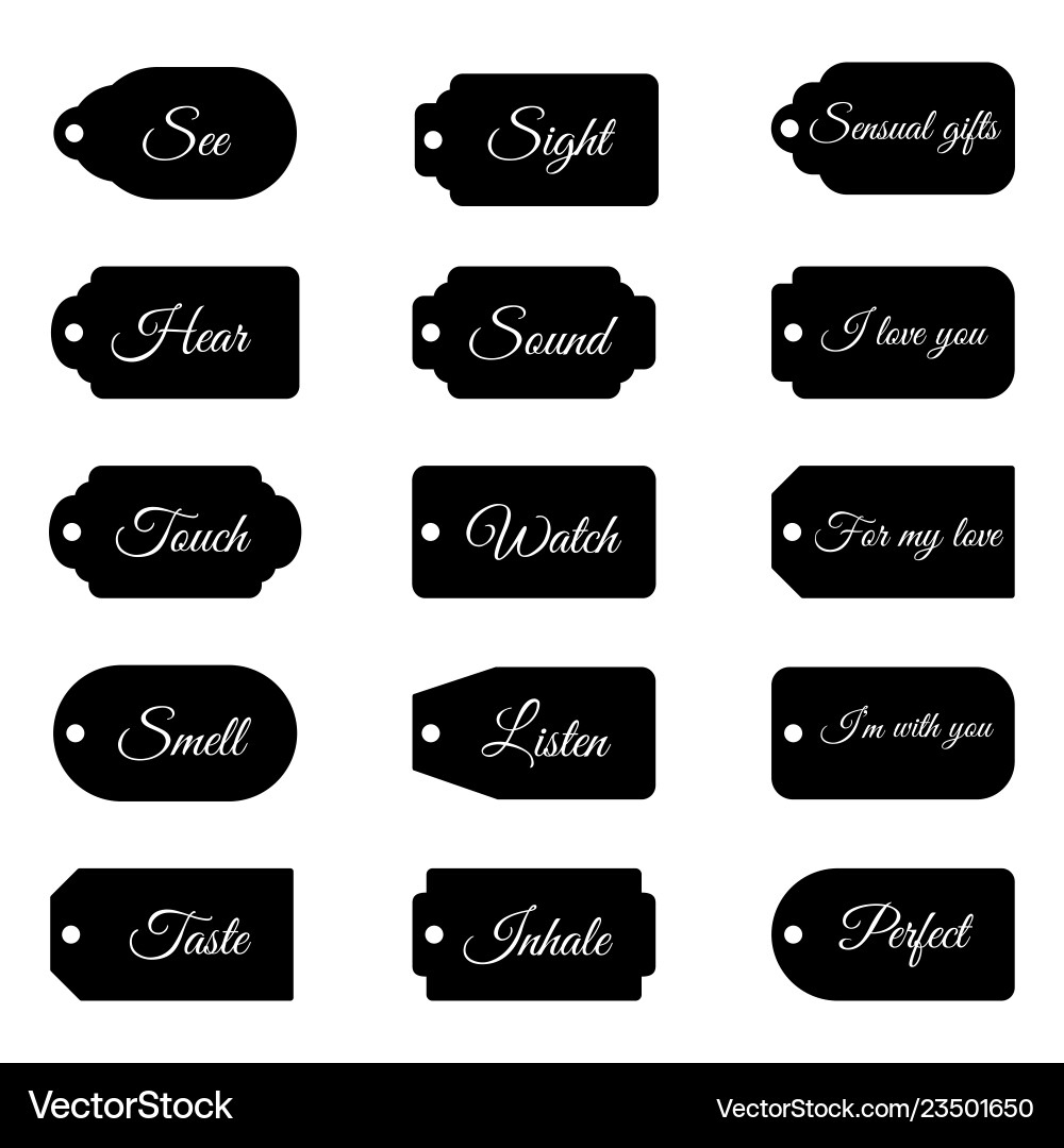 Five Senses Gift Tags And Card Flat Royalty Free Vector intended for Five Senses Gift Tags Free Printables