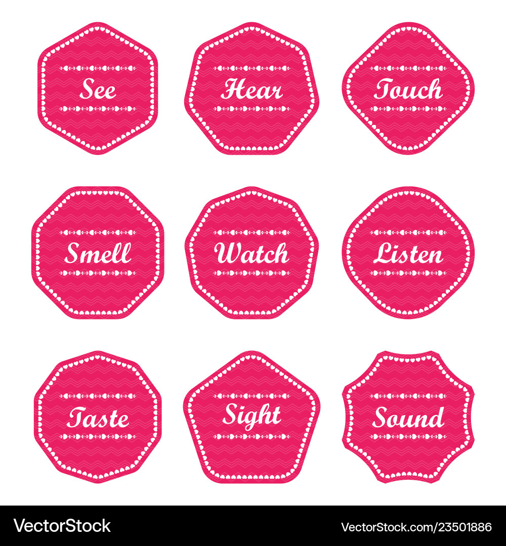 Five Senses Gift Tags And Card Flat Royalty Free Vector pertaining to Five Senses Gift Tags Free Printables