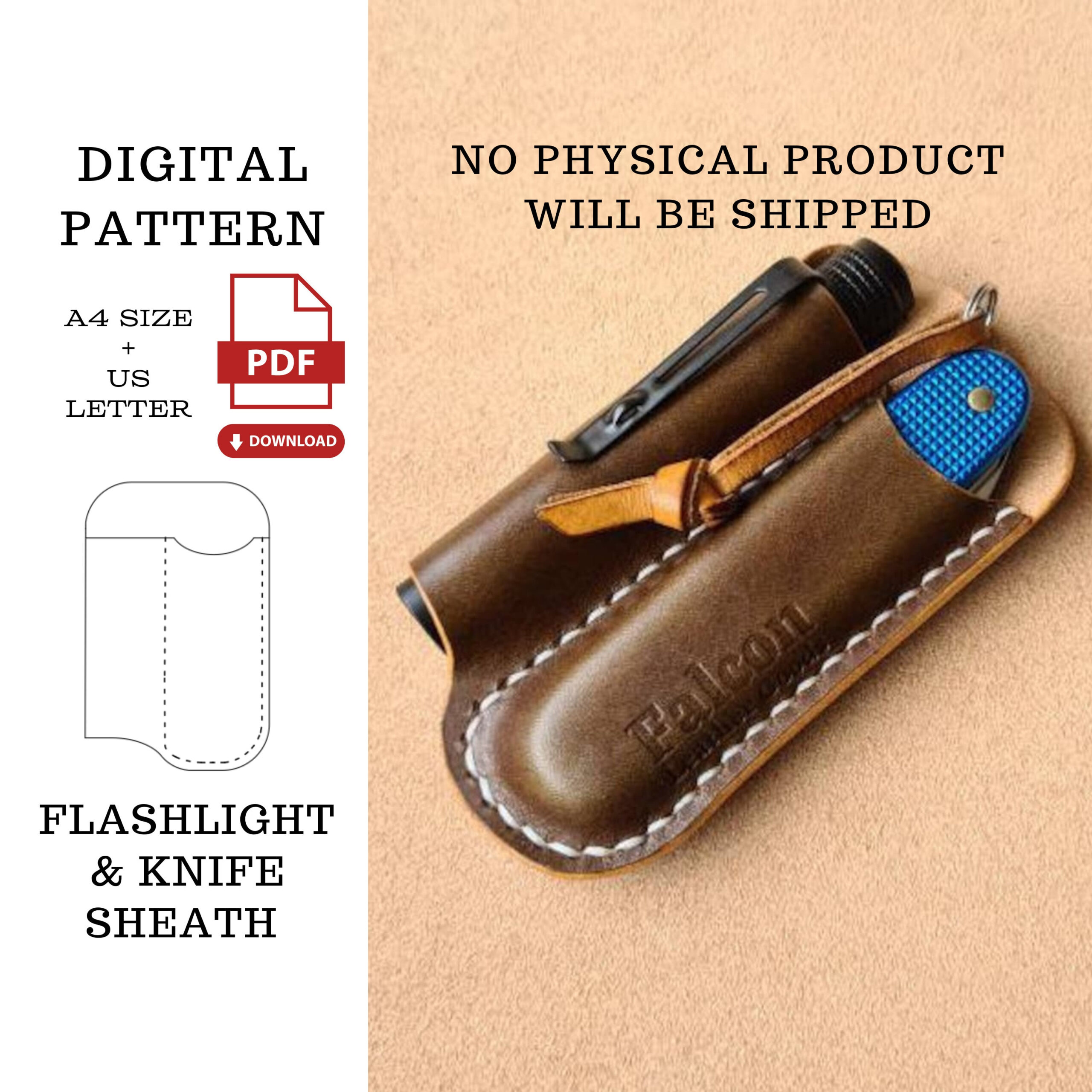 Flashlight &amp;amp; Knife Sheath Pdf Pattern,Flashlight And Knife within Printable Leather Knife Sheath Patterns