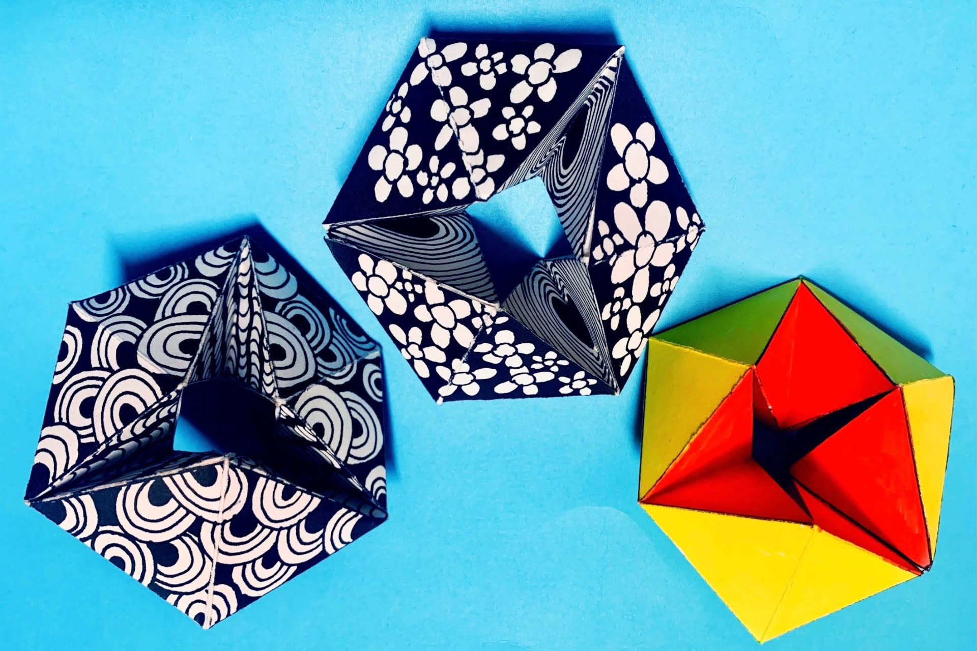 Flextangle Designs | Paper Toys For Kids | Lightly Sketched | Mono with Free Printable Flextangle Template Patterns