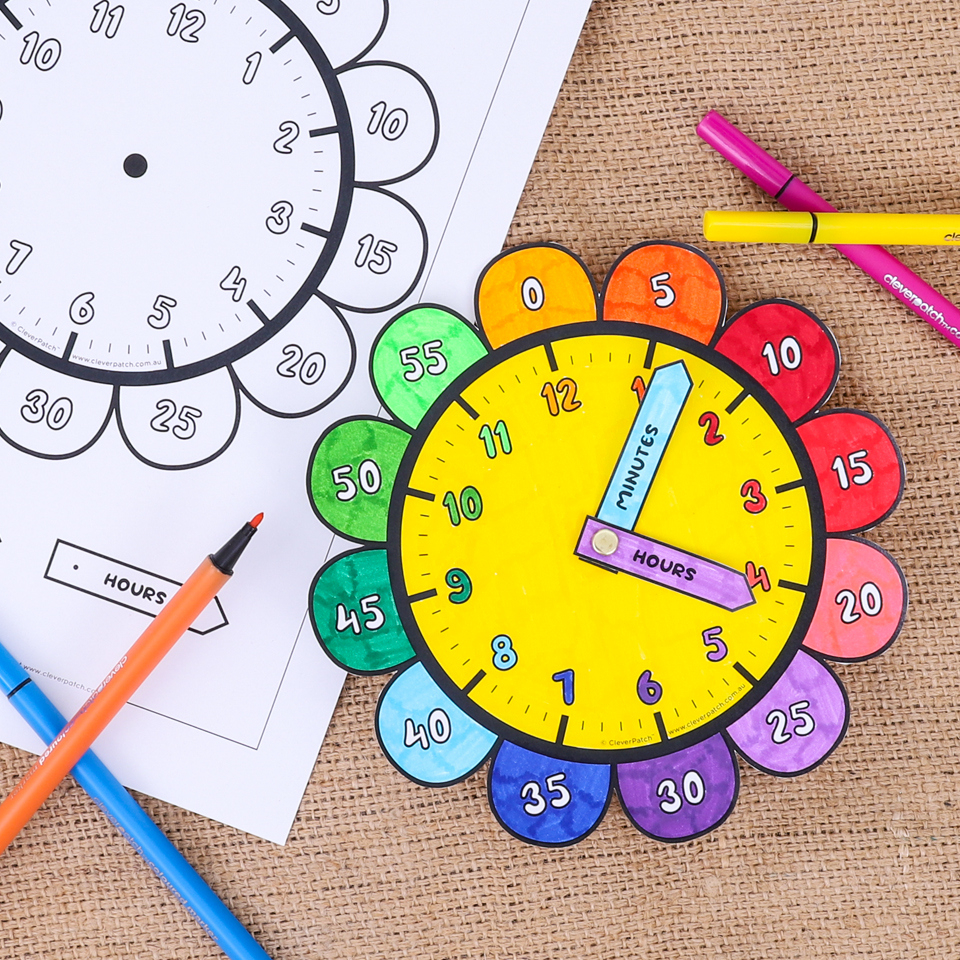 Flower Clock | Paper &amp;amp; Card - Cleverpatch | Cleverpatch - Art with Free Printable Analog Clock