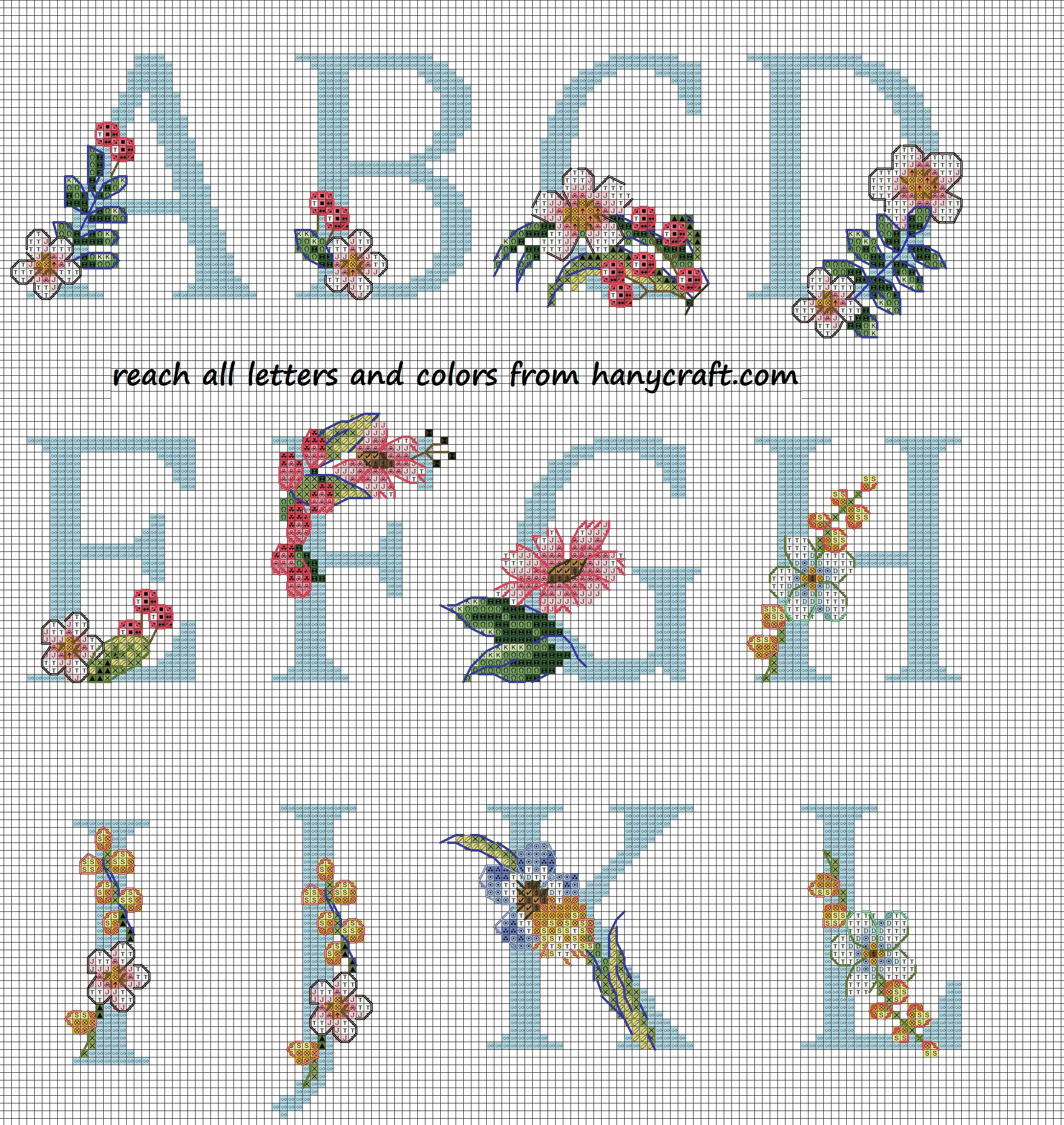 Flower Crossstitch Letters Patterns Free - Hany Crafts with Free Printable Alphabet Cross Stitch Patterns