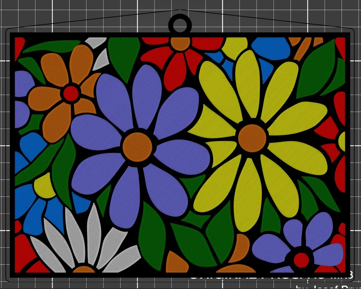 Flower Mosaic - Color Printjon | Download Free Stl Model intended for Printable Flower Mosaic Patterns