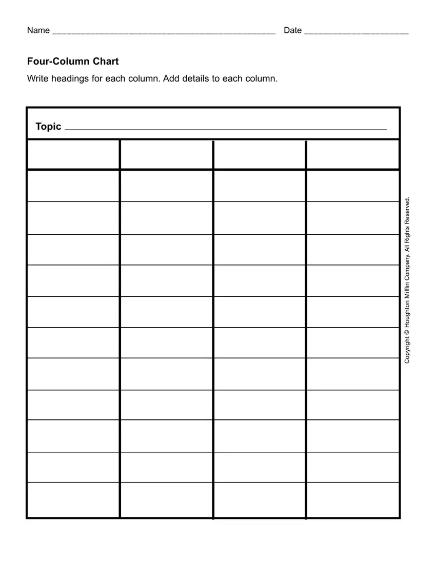 Four Column Chart Blank ≡ Fill Out Printable Pdf Forms Online for Free Printable Column Templates