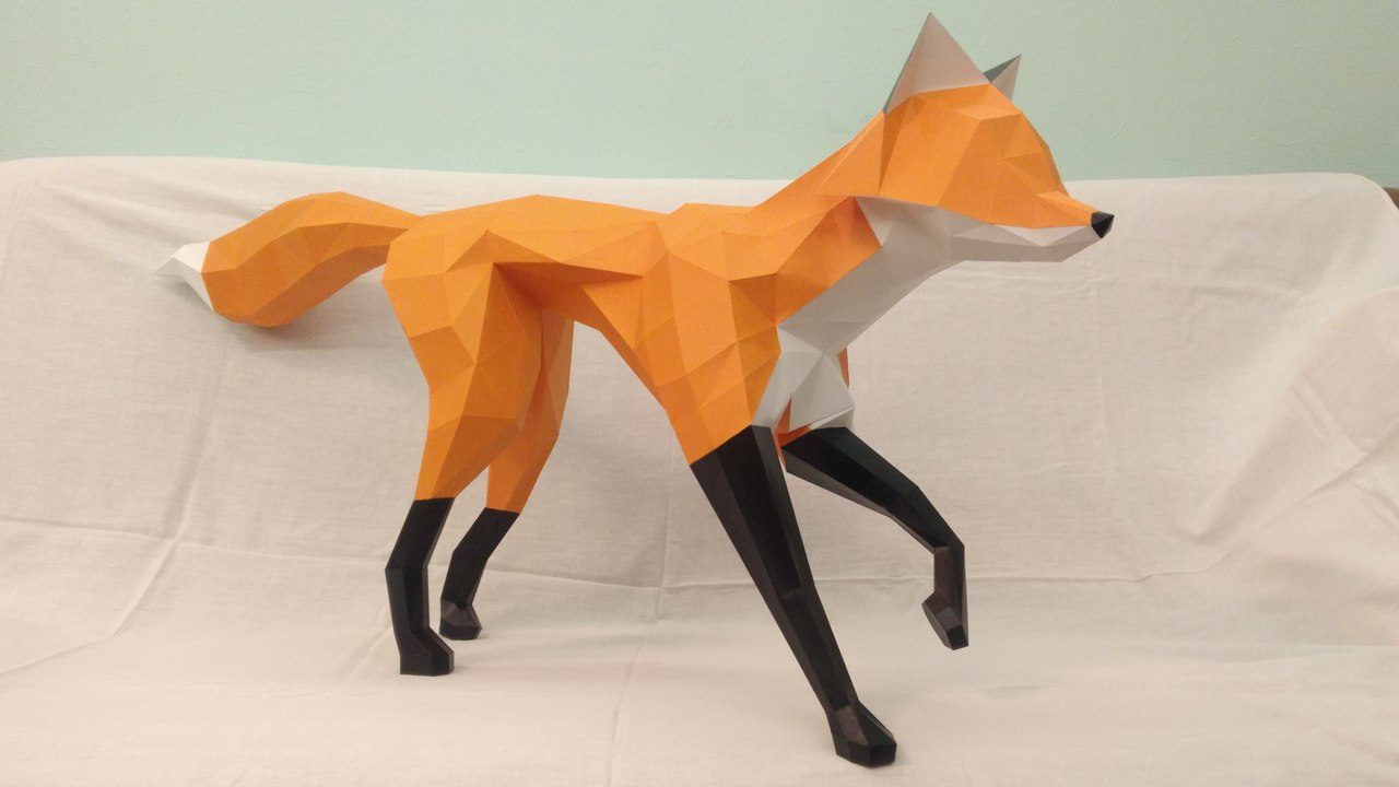 Fox Low Poly Papercraft Template - Dezin for Free Low Poly Papercraft Templates