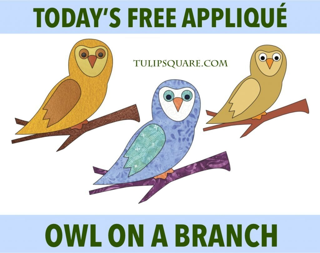 Free Appliqué Pattern - Owl On A Branch - Tulipsquare within Free Printable Owl Applique Pattern