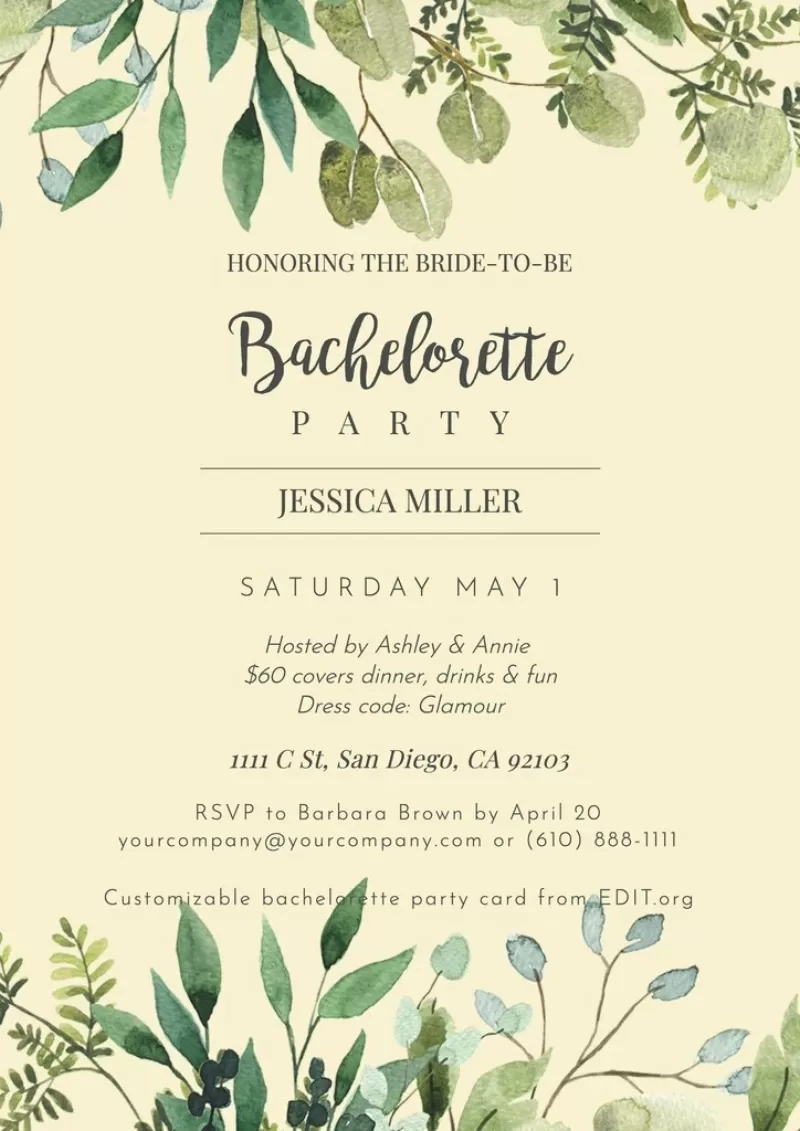 Free Bachelorette Party Invitation Templates with Free Hen Party Templates