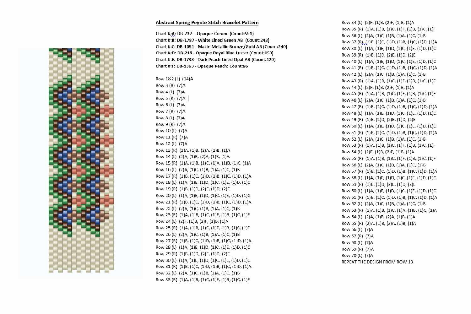 Free Charted Peyote Stitch Patterns intended for Printable Peyote Stitch Patterns