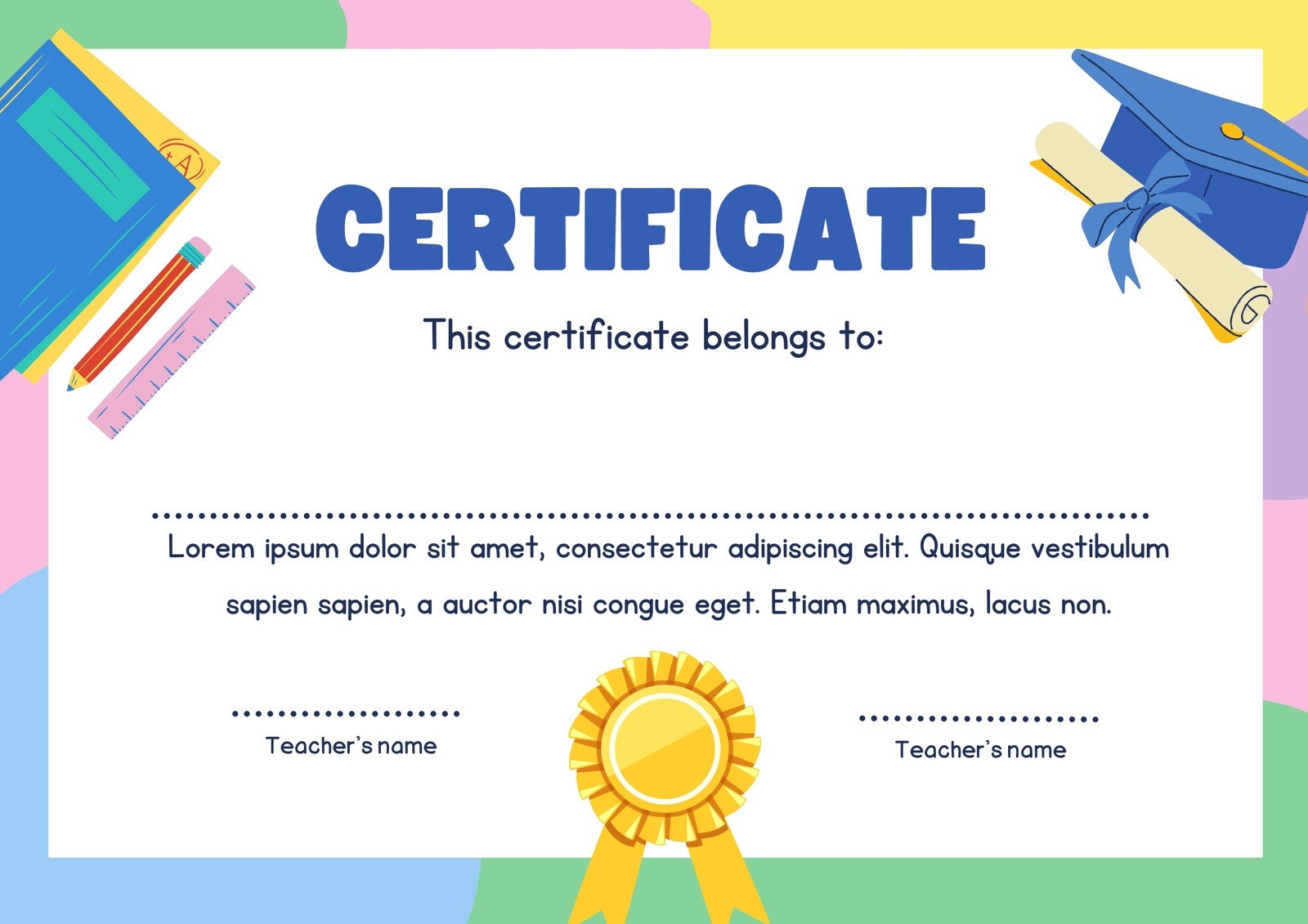 Free Custom Printable School Certificate Templates | Canva inside Kindergarten Graduation Certificate Free Printable