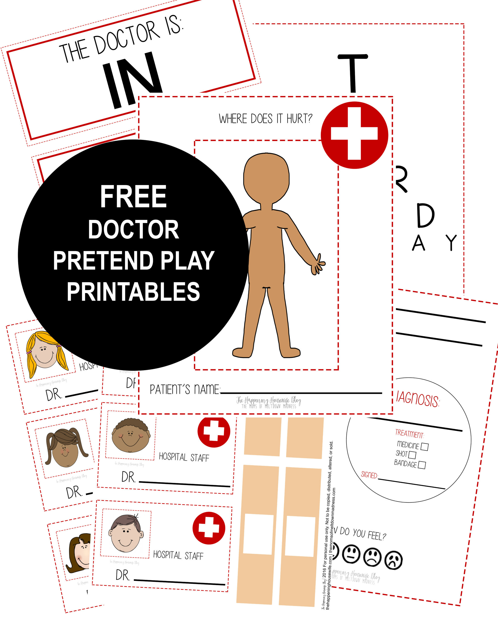 Free Doctor Play Set Printables - Steph Leighworthy throughout Free Doctor Dramatic Play Printables