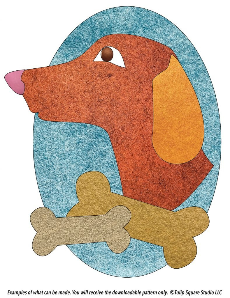 Free Dog Appliqué Pattern - Dog Profile With Bones - Tulipsquare pertaining to Printable Dog Applique Patterns