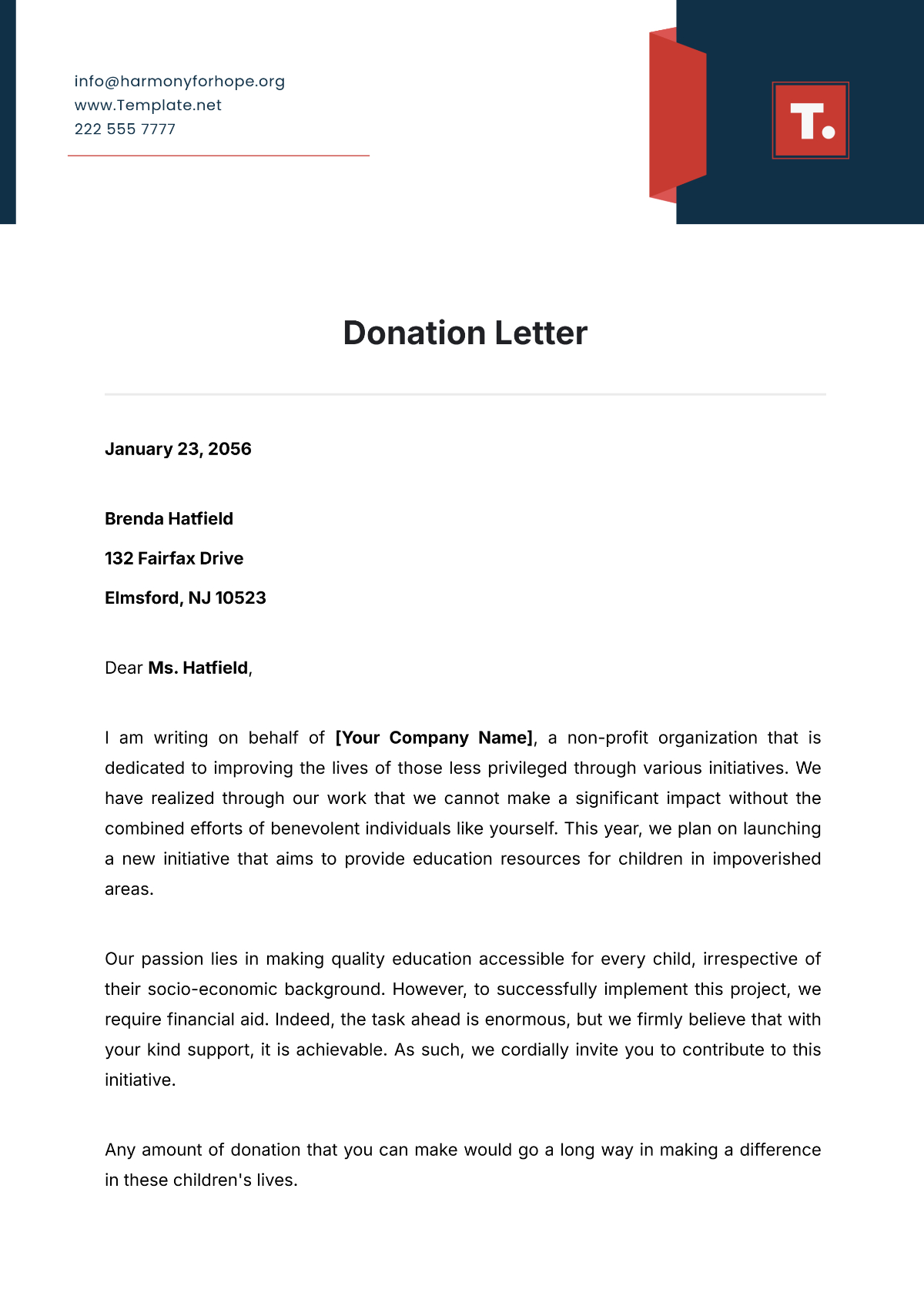 Free Donation Letter Templates, Editable And Printable inside Free Printable Donation Letters