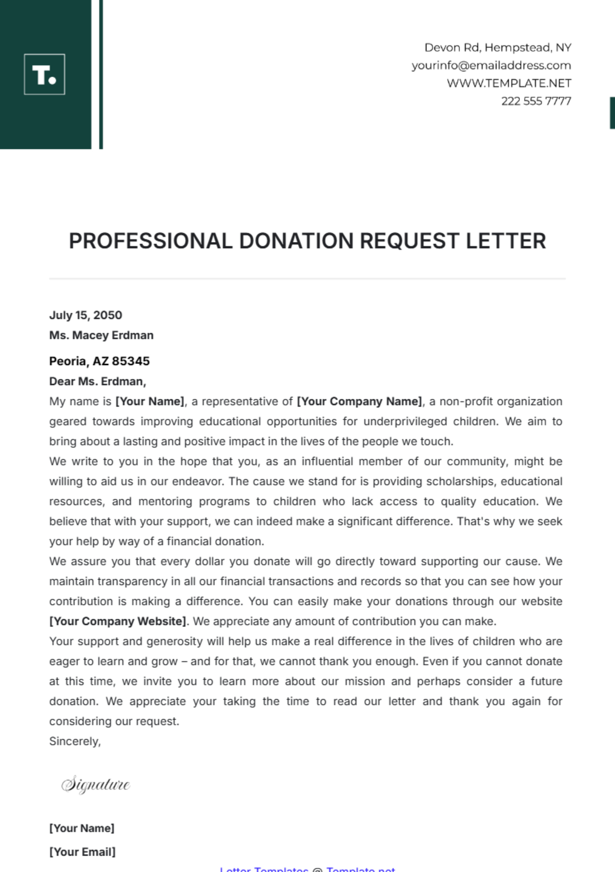 Free Donation Letter Templates, Editable And Printable with regard to Free Printable Donation Letters