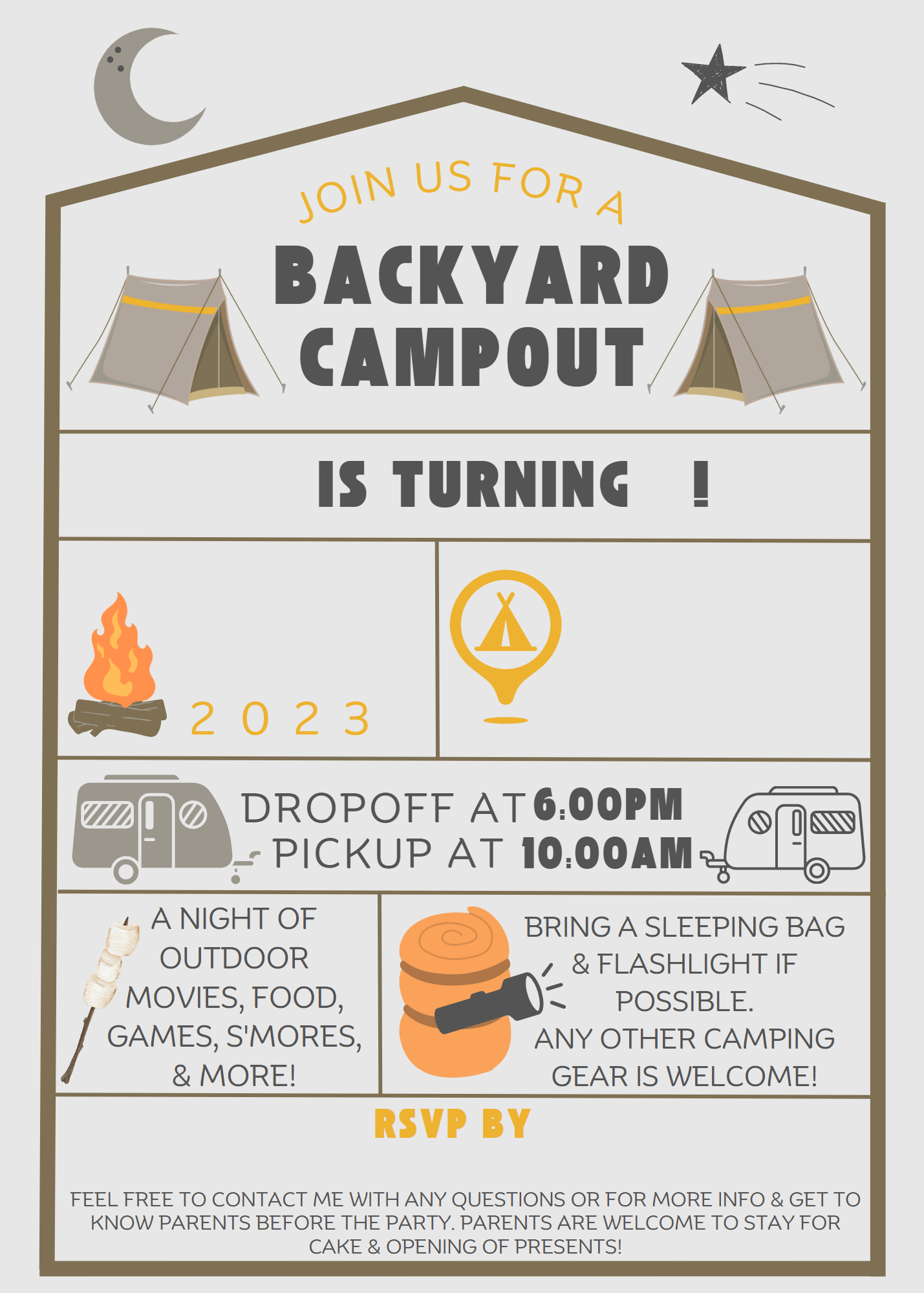 Free E-Vite Or Printable Backyard Campout Birthday Invitation intended for Free Printable Camping Themed Birthday Invitations