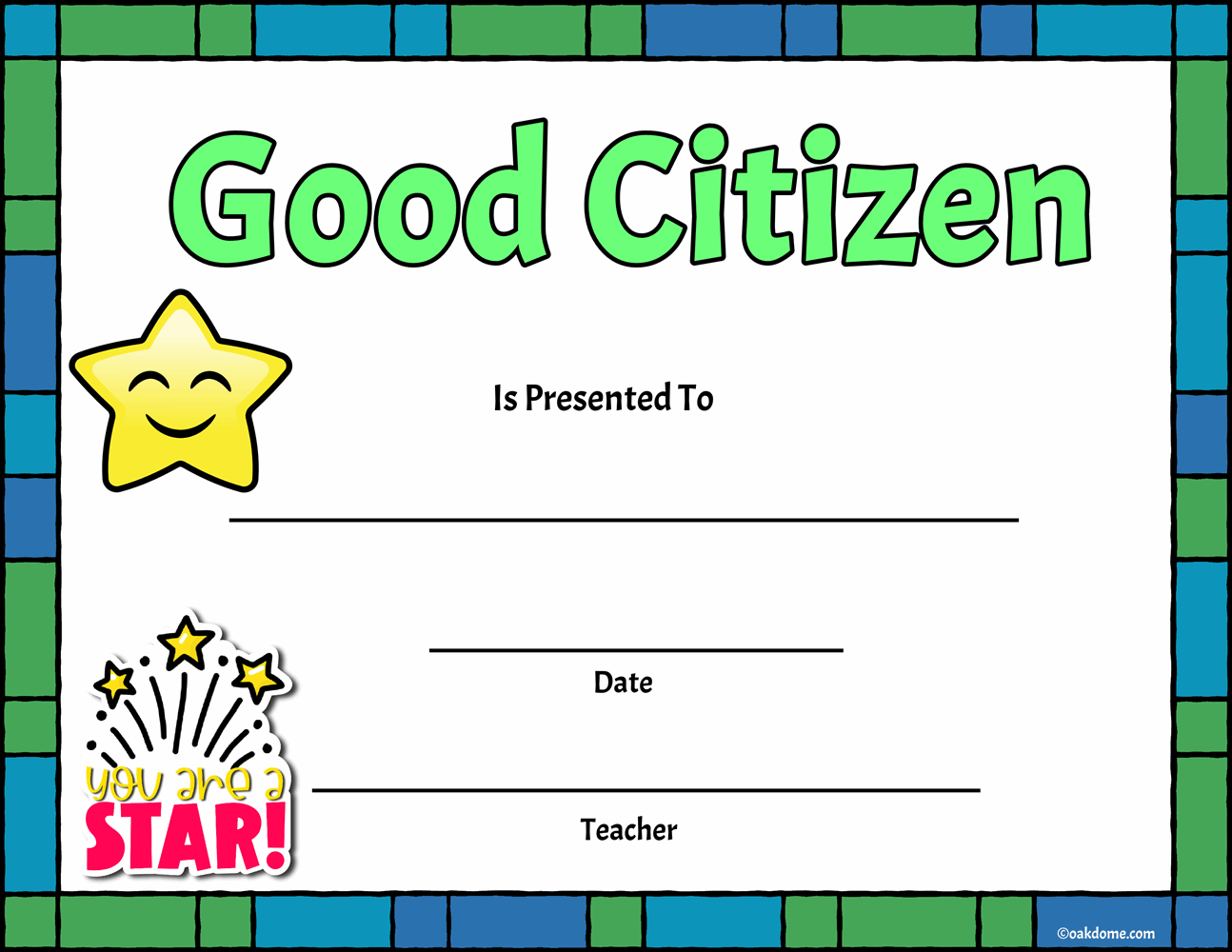 Free, Fast Student Award Generator | Good Citizen inside Free Printable Good Citizen Certificates