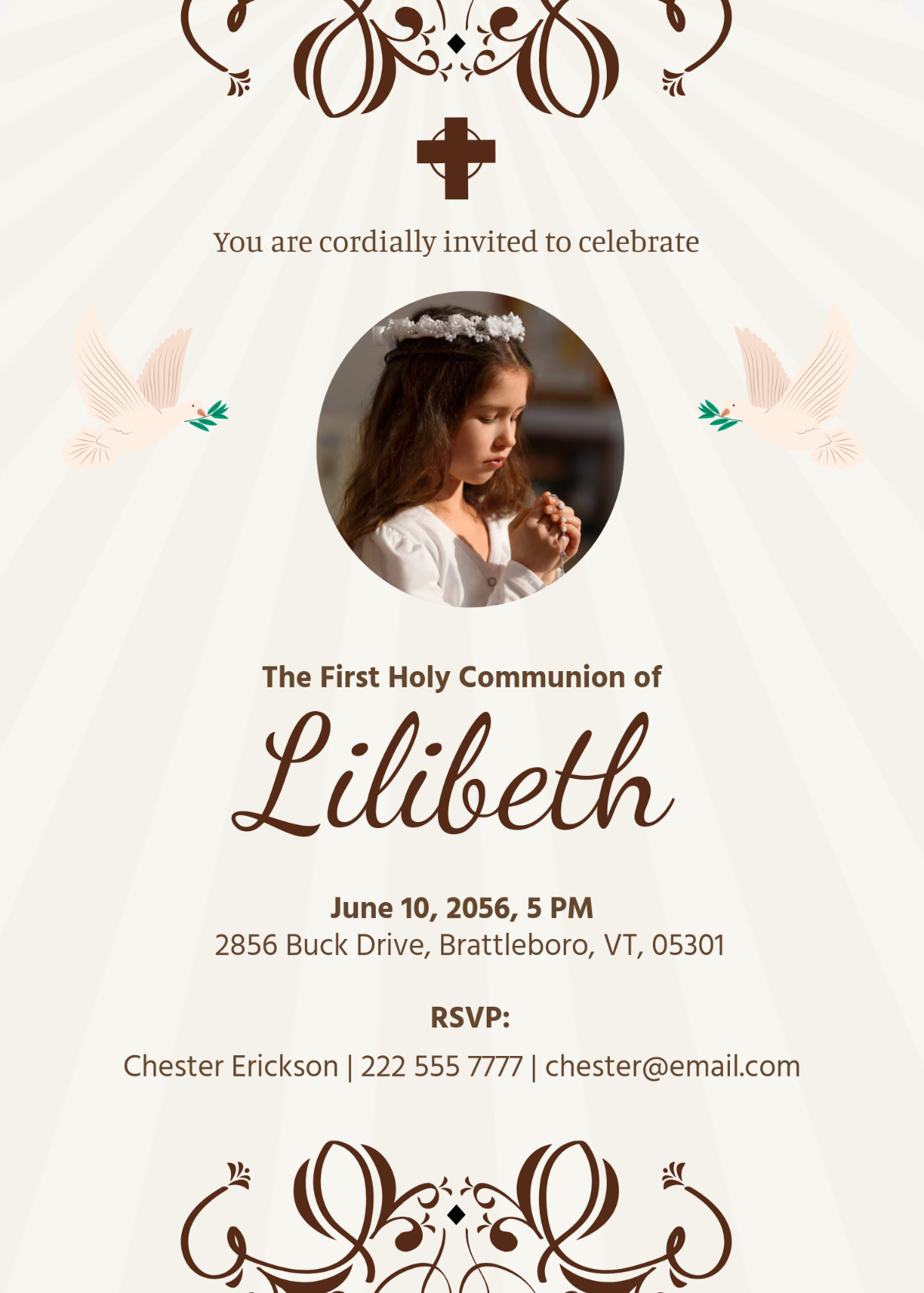 Free First Communion Invitation Templates, Editable And Printable with Free Printable Communion Cards