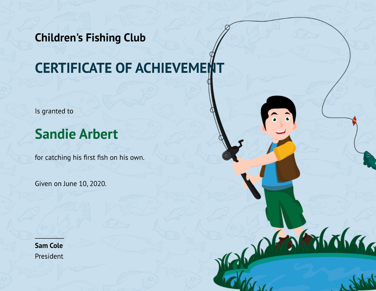 Free First Fish Kid Certificate Template To Edit Online in Free Fishing Certificate Templates