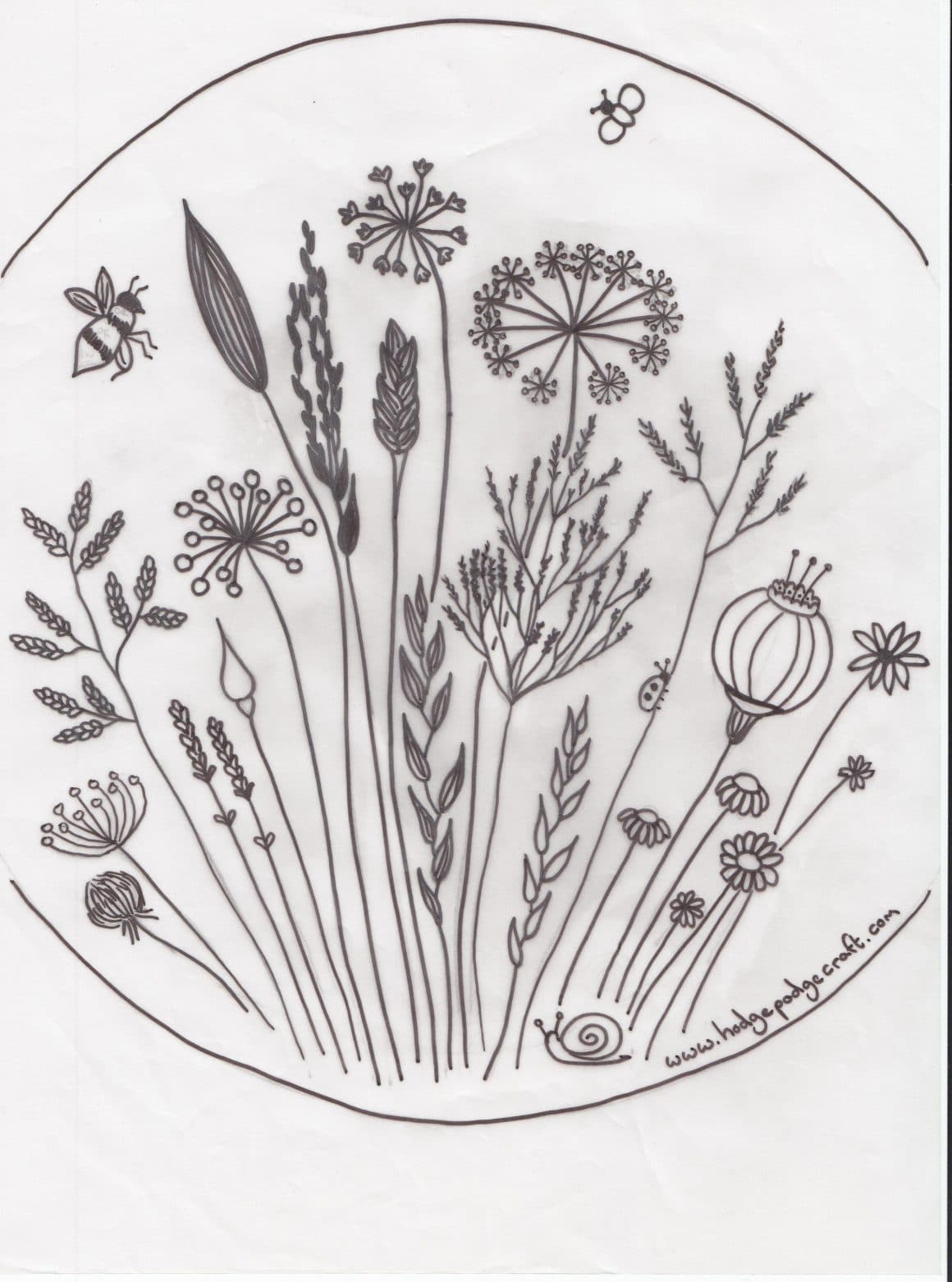 Free Floral Meadow Embroidery Pattern – Hodgepodgecraft throughout Free Printable Wildflower Stitchery Patterns