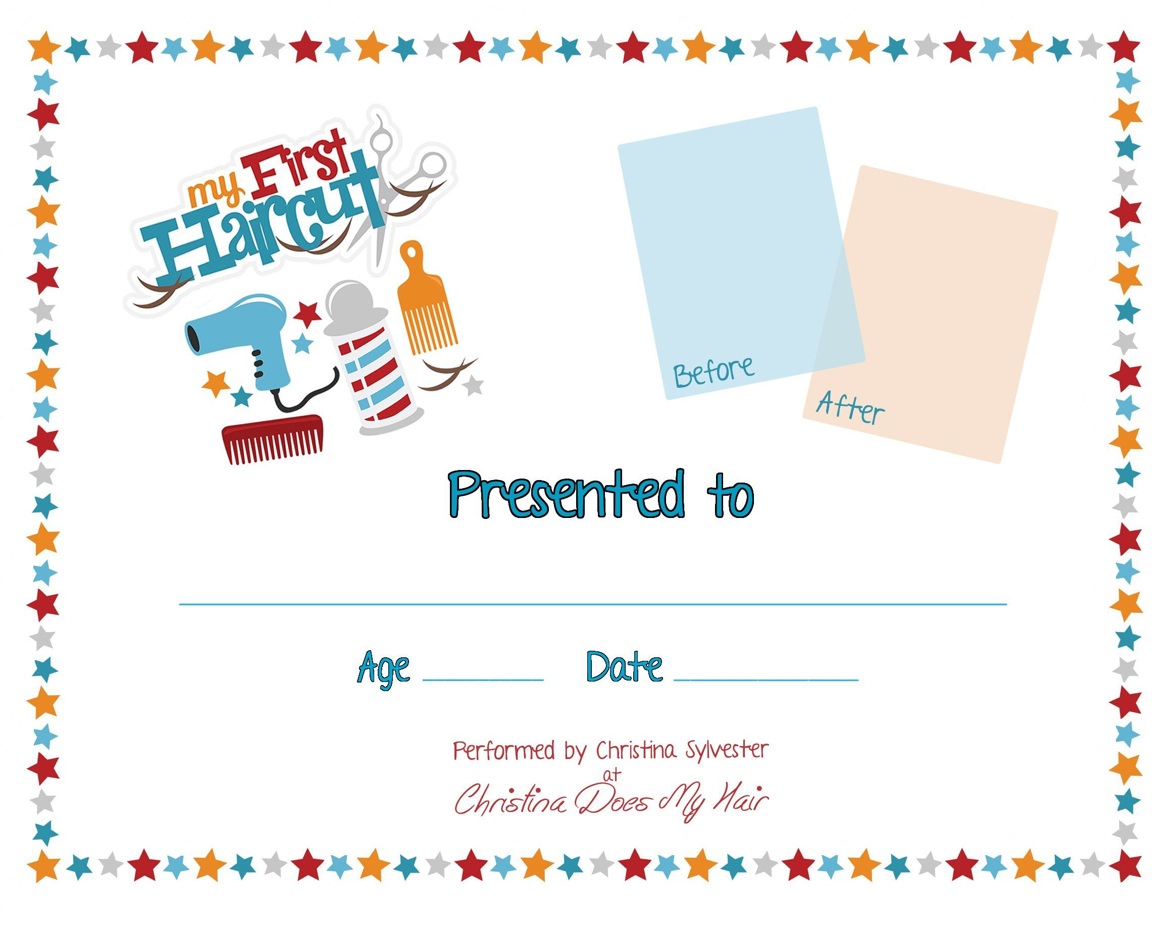 Free Free Printable Haircut Certificates, Download Free Free throughout Free Printable 1St Haircut Certificate